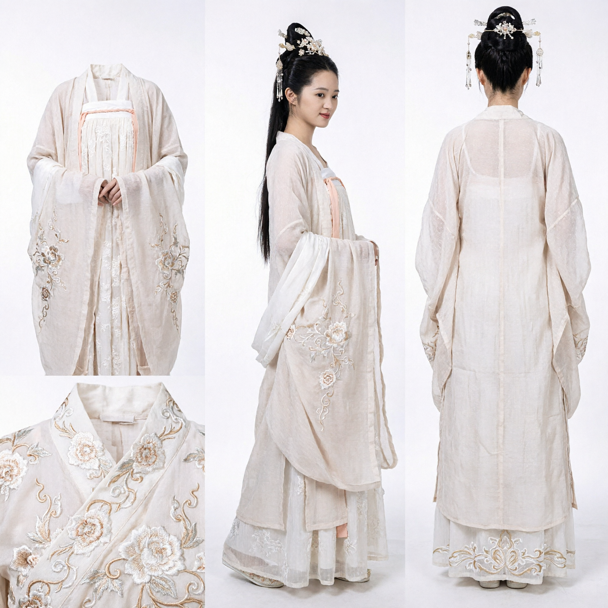 Traje Hanfu Chinês Tradicional, Vestido de Fada Branco da Princesa da Dinastia Tang Antigo para Mulheres, Cosplay Histórico - Asian Costume