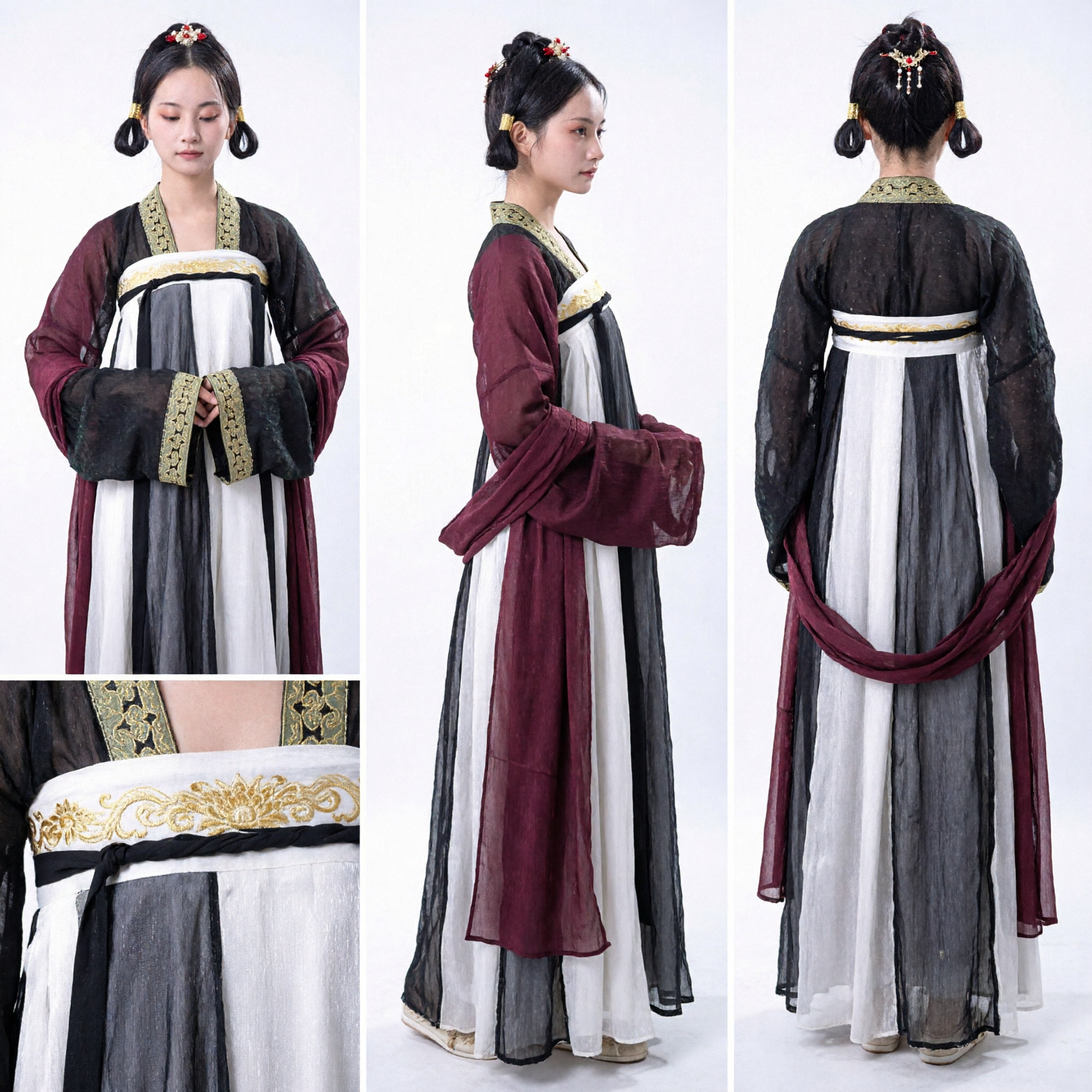 Traditional Chinese Hanfu Ancient Costume Jin Dynasty Style Cross-Collar Wide Sleeve Dress for Women Cosplay - Asian Costume