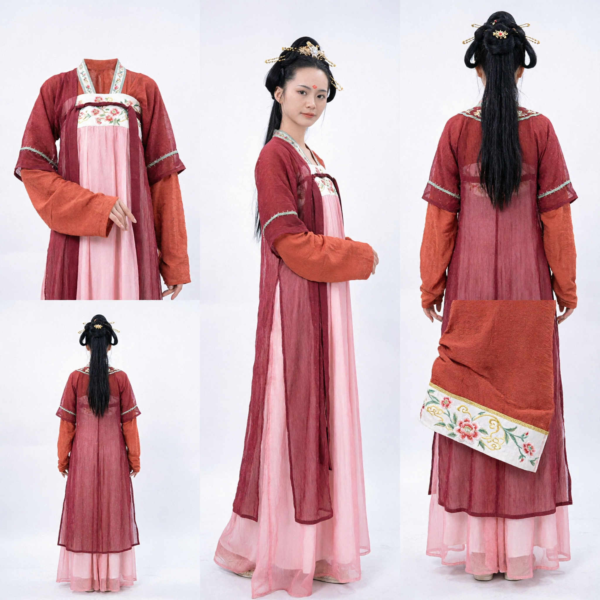 Traje de Dama del Palacio Hanfu Tradicional Chino de la Dinastía Tang Vestido de Princesa Antiguo Rosa para Mujeres - Asian Costume
