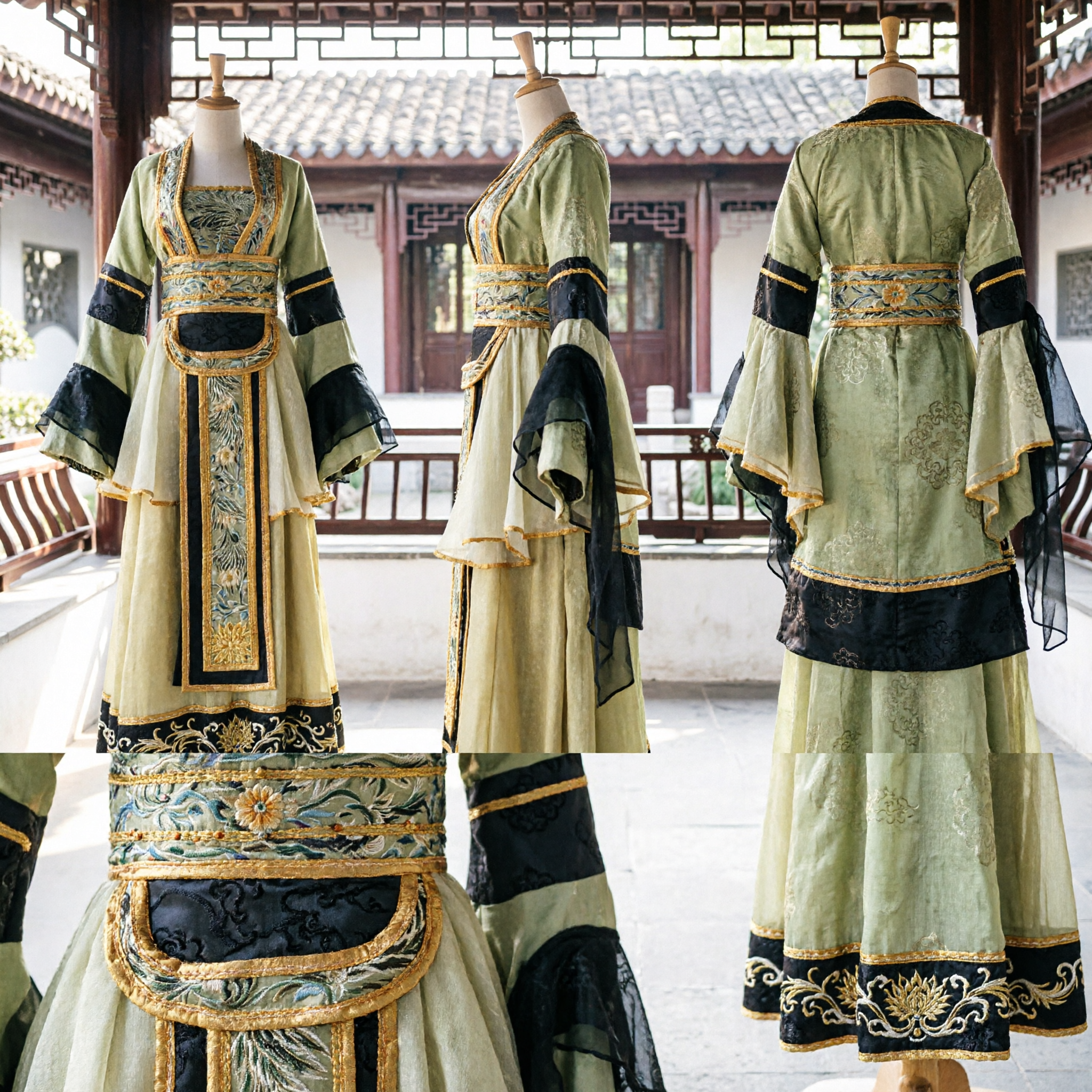 فستان هانفو صيني قديم أصفر، زي أميرة تقليدي مطرز بالذهب للنساء للكوزبلاي - Asian Costume