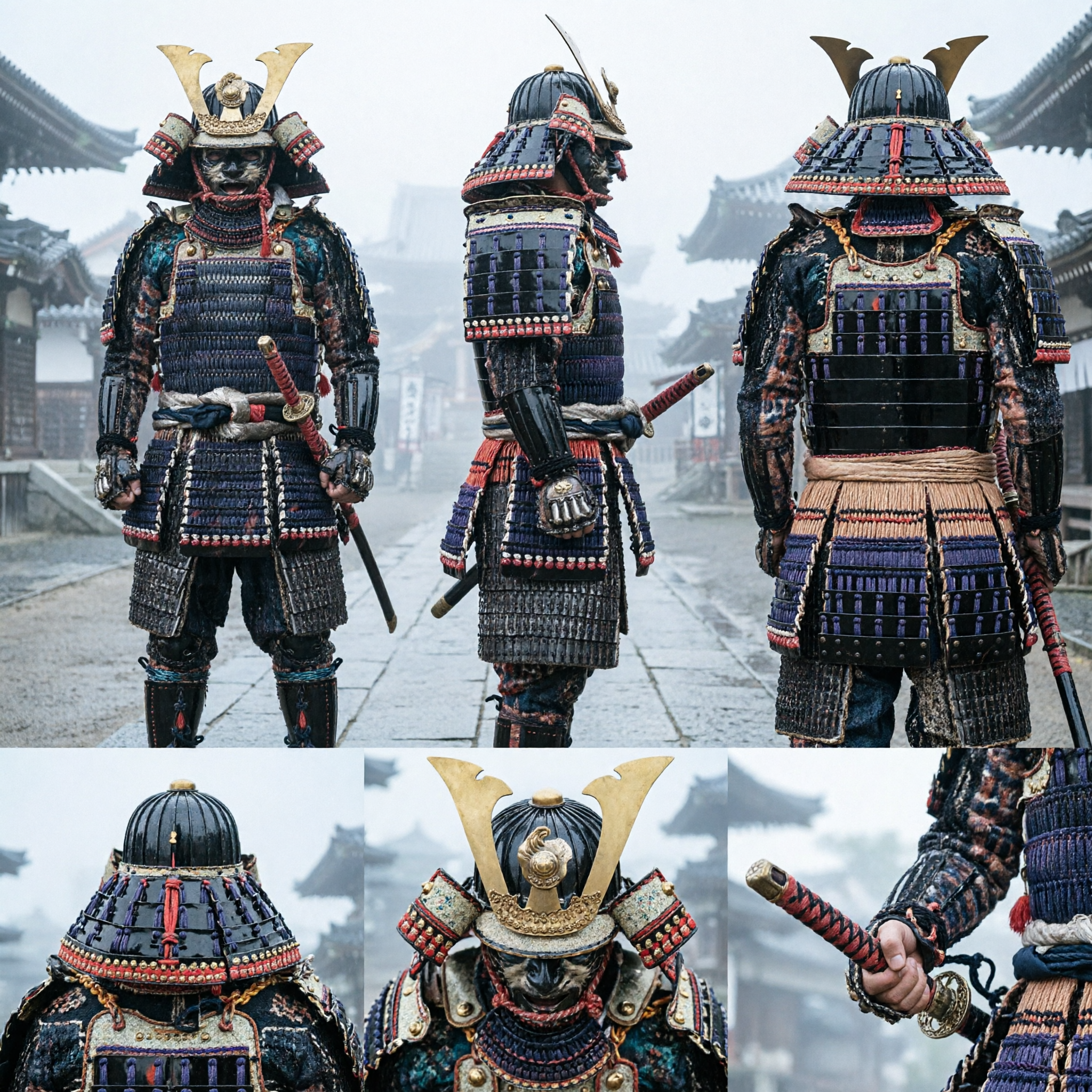Armatura da Samurai Giapponese Tradizionale Set Completo Yoroi Costume da Guerriero con Elmo Kabuto per Uomini per Cosplay - Asian Costume