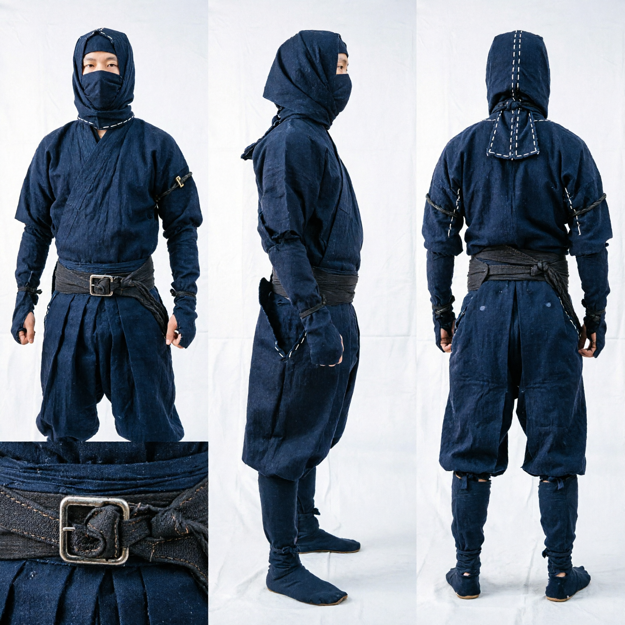 Traje Tradicional de Ninja Preto Completo com Máscara e Espada para Adultos no Halloween e Cosplay - Asian Costume