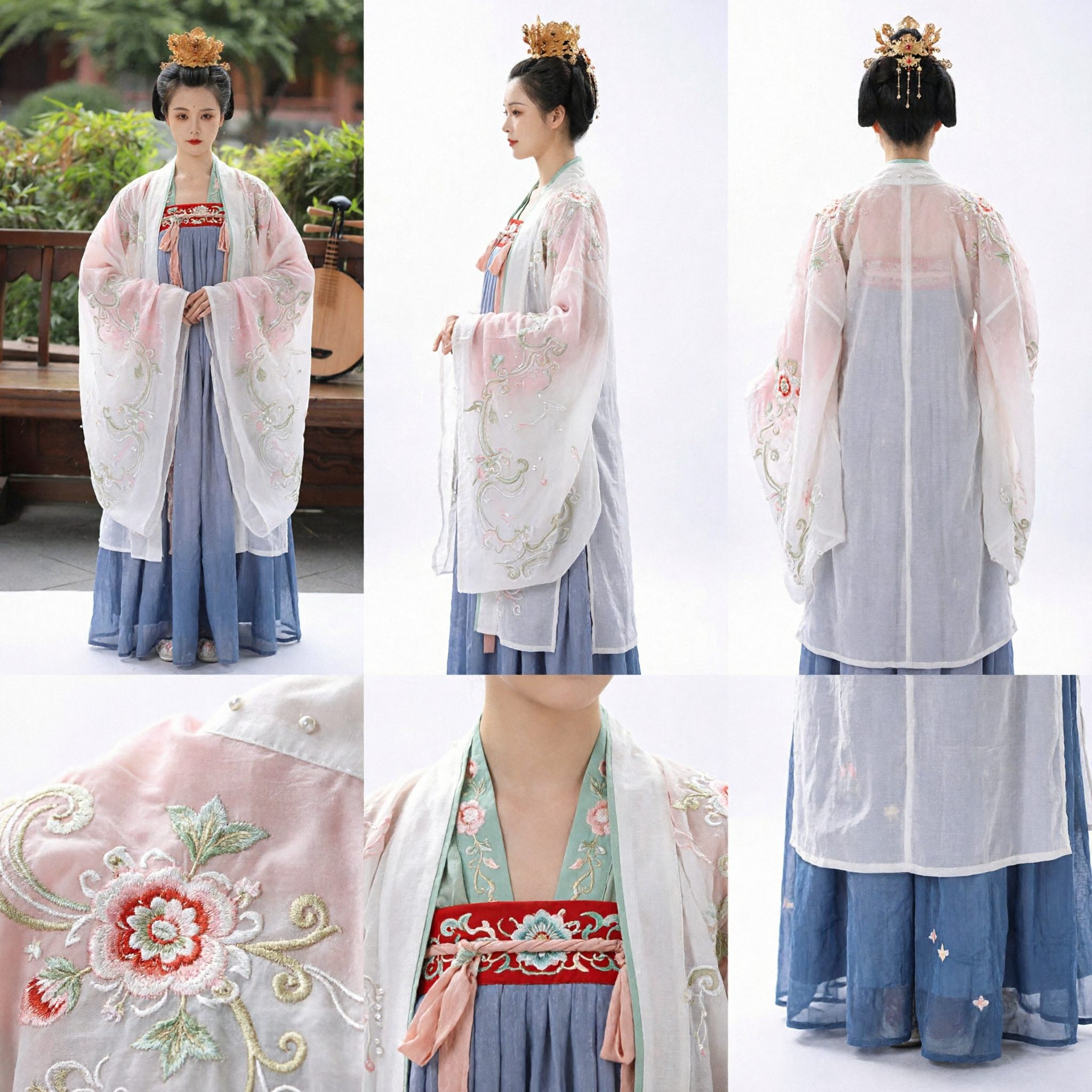 Elegante Costume Hanfu della Dinastia Tang Abito Tradizionale Cinese Antico da Principessa Ricamato Outfit da Fata per Donne - Asian Costume