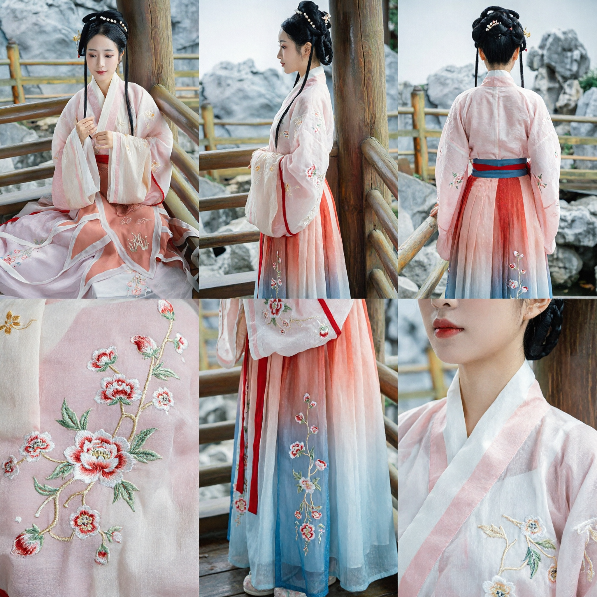Elegante Hanfu Tradicional Chino Rosa Vestido Antiguo de Hada Bordado para Mujer Drama de Época - Asian Costume