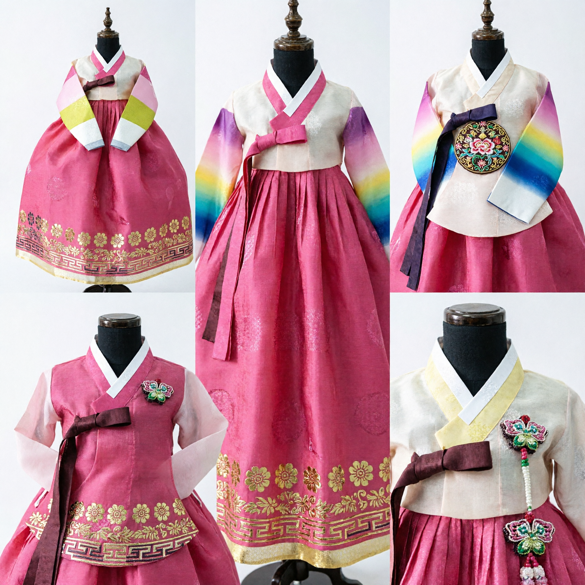 Funda para Botella con Traje Tradicional Coreano Hanbok Vestido Rosa Bordado para Decoración de Fiestas de Vino o Soju Regalo - Asian Costume