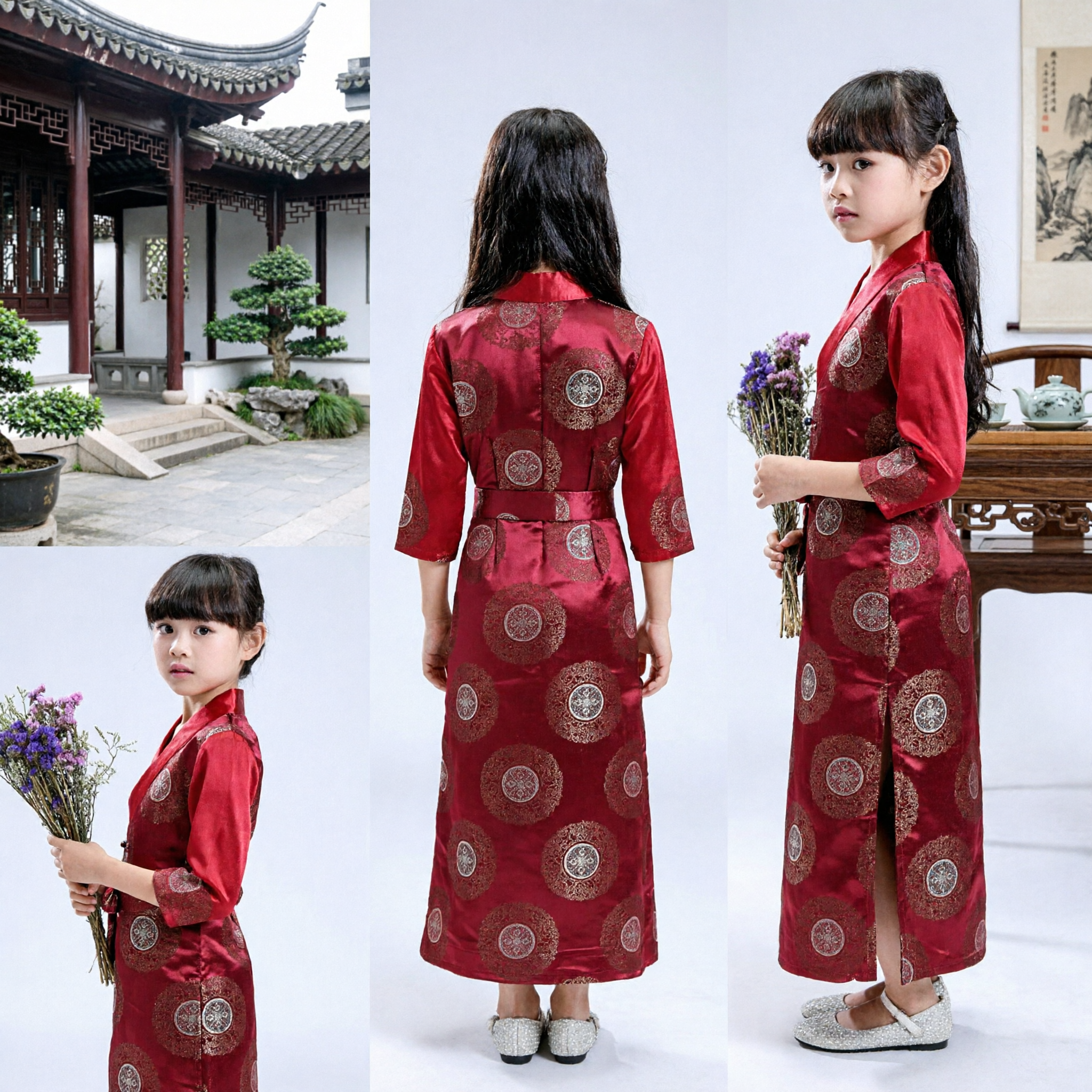 Robe Hanfu rouge traditionnelle chinoise pour enfants filles, costume ancien pour festival culturel et spectacle - Asian Costume