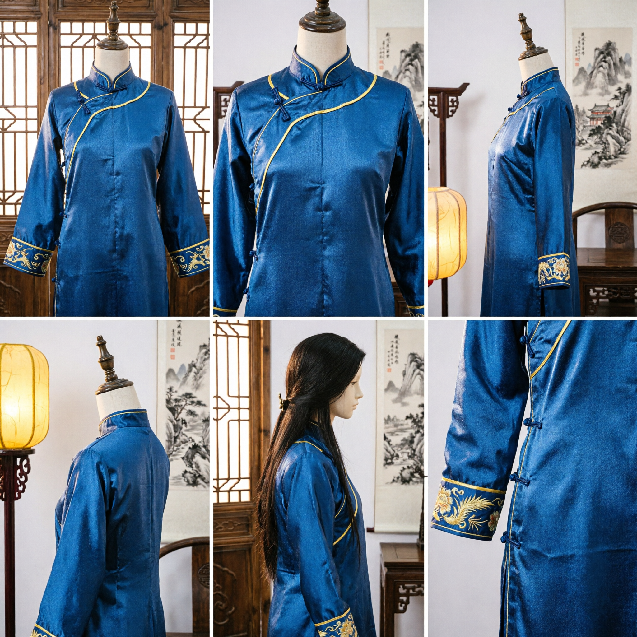 Lange schwarze glatte Haare Perücke für Damen, antikes chinesisches Hanfu-Cosplay traditionelles Kostümzubehör - Asian Costume