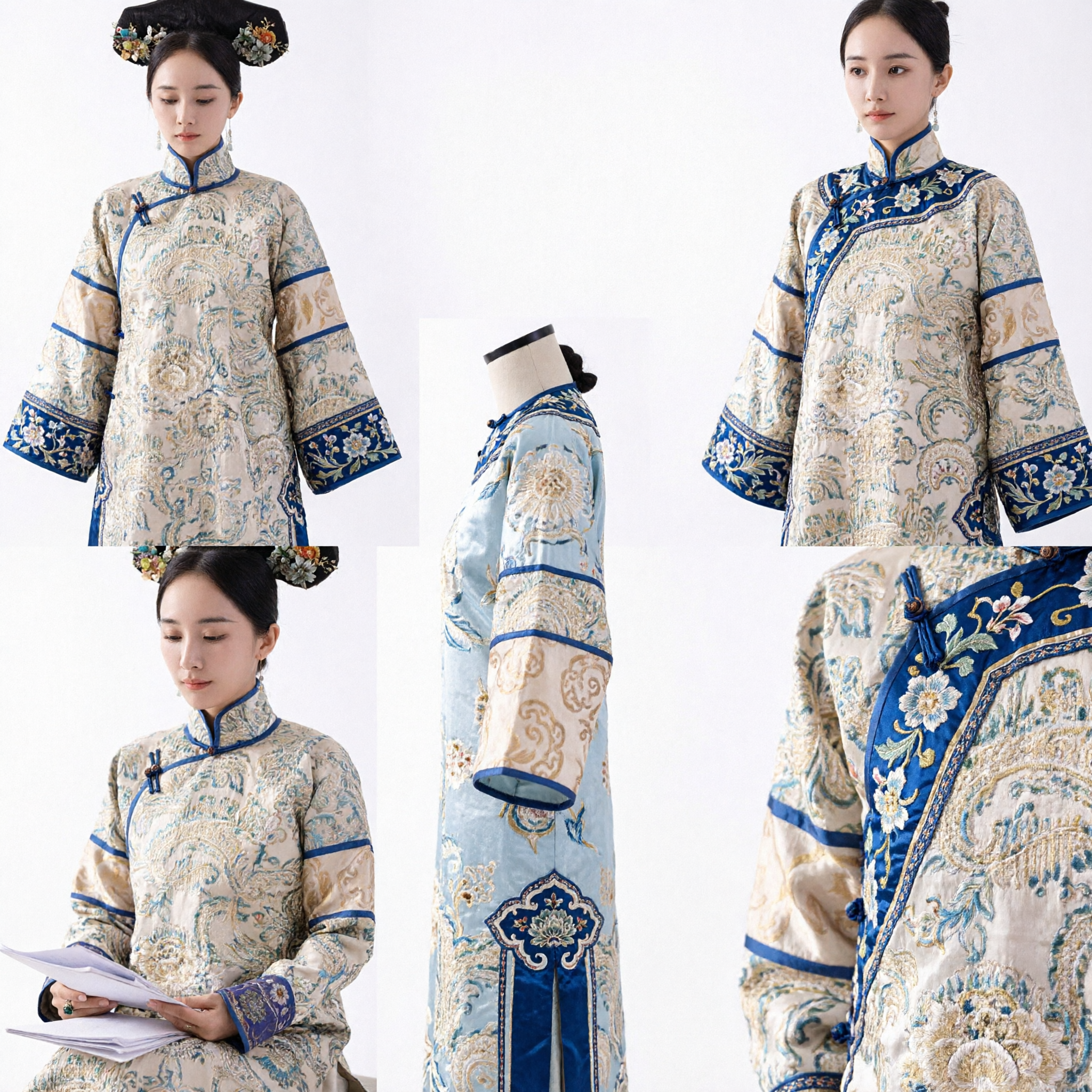 Costume d'impératrice de la dynastie Qing chinoise traditionnelle Ensemble de robe brodée mandchoue et coiffe pour cosplay féminin - Asian Costume