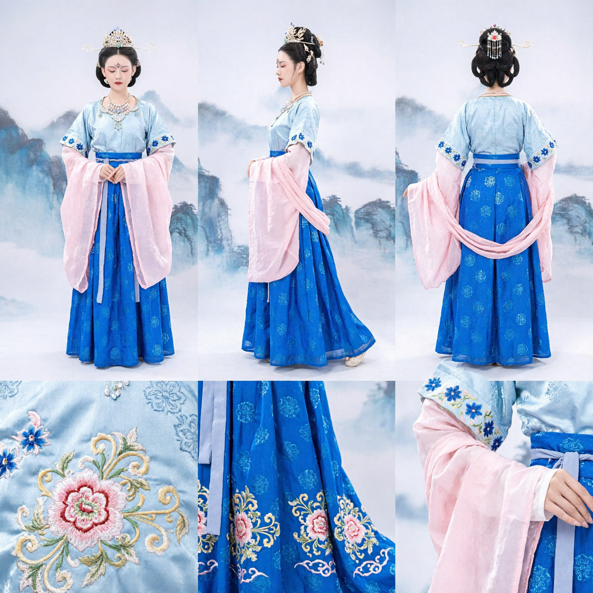 Traje Hanfu de la Dinastía Tang Chino Tradicional Vestido de Hada Diosa Azul para Mujer para Cosplay y Actuaciones - Asian Costume