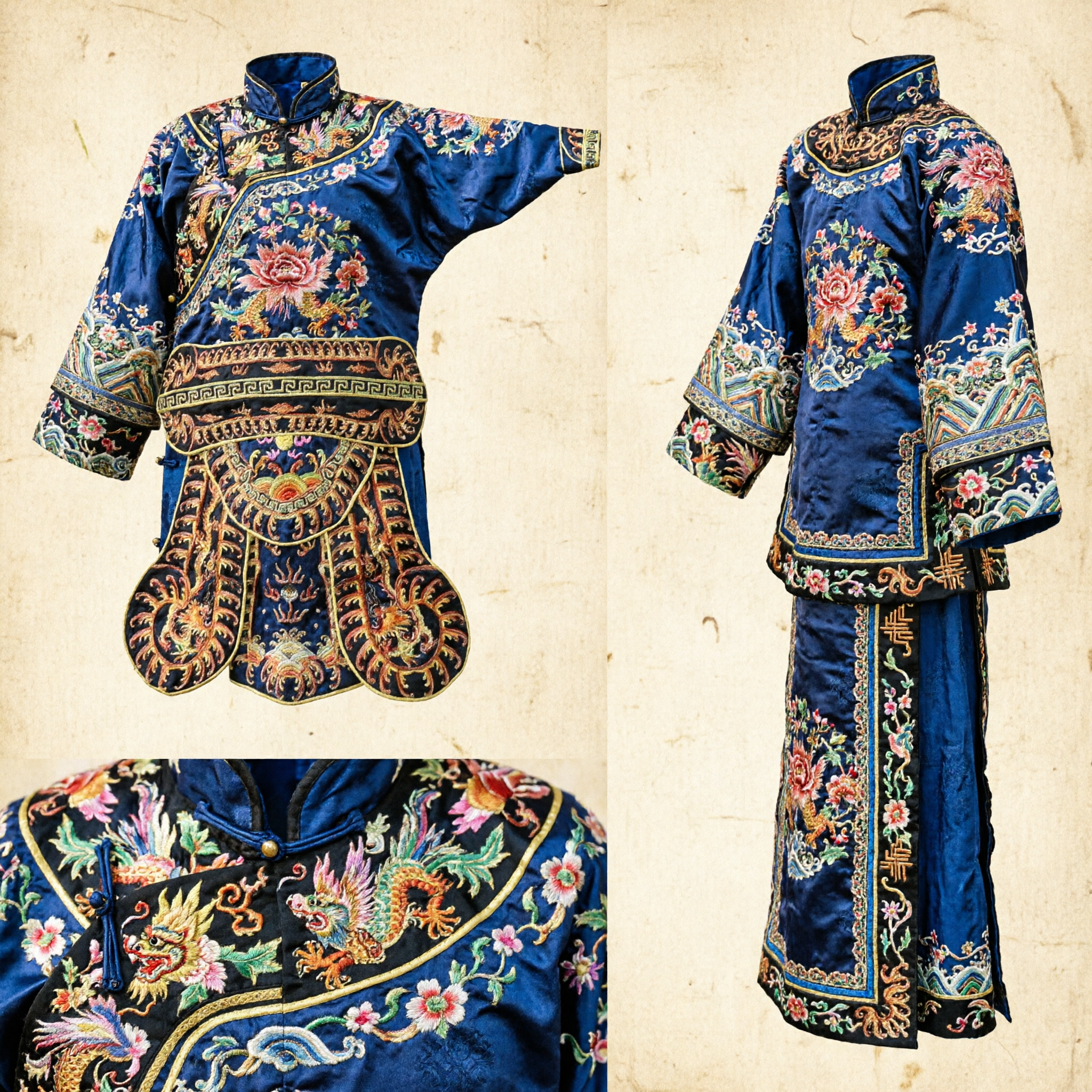 Traditioneel Chinese Peking Opera Generaal Harnas Kostuum Zwart Goud Drakenborduurwerk Podiumoptreden Kleding voor Mannen - Asian Costume