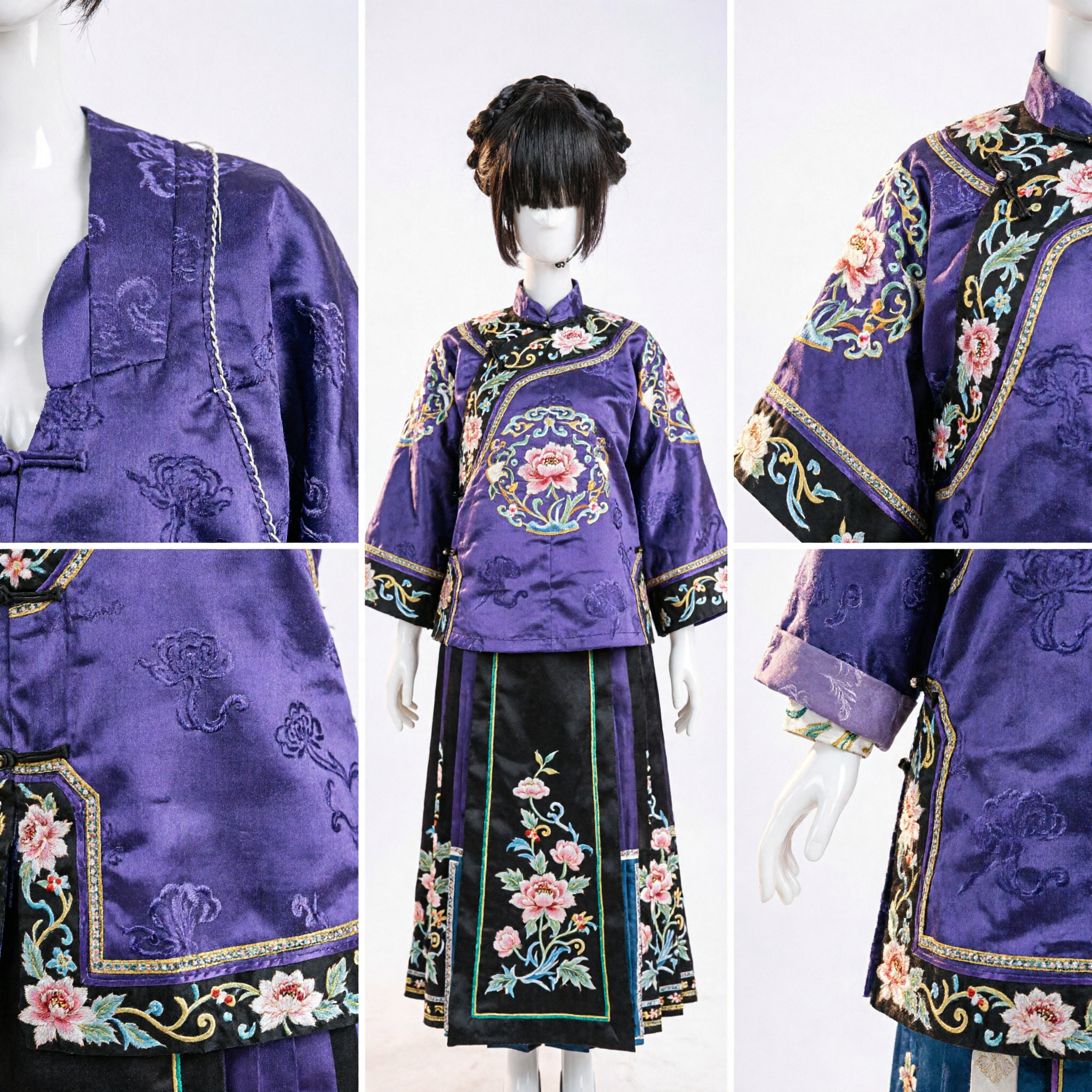 Perruque ancienne chinoise tressée noire, accessoire pour cosplay de princesse Hanfu, accessoire pour costume de drame traditionnel - Asian Costume