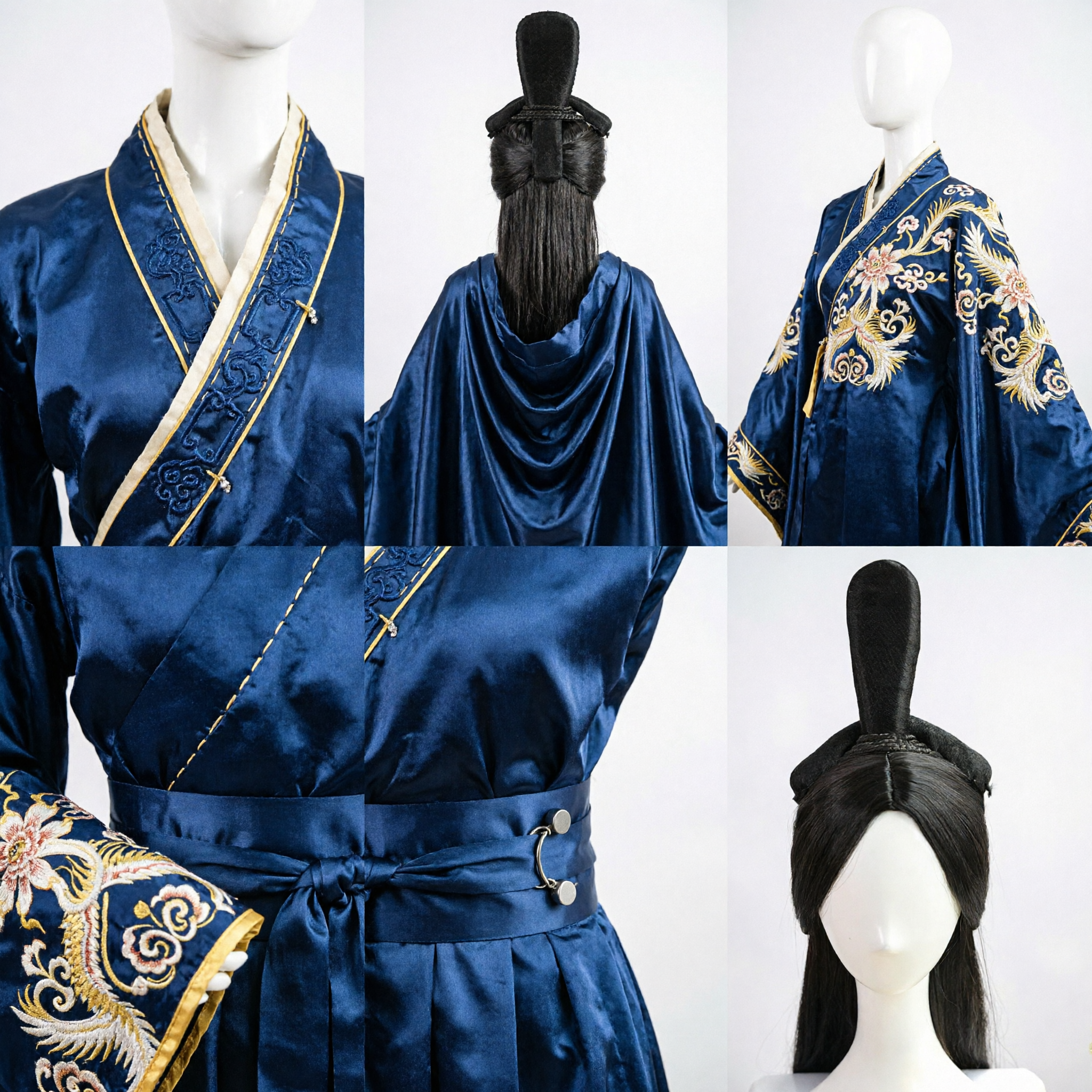 Tradycyjna peruka starożytnych Chin, czarne włosy z wysokim kokiem do cosplayu Hanfu i kostiumu damy dworu - Asian Costume