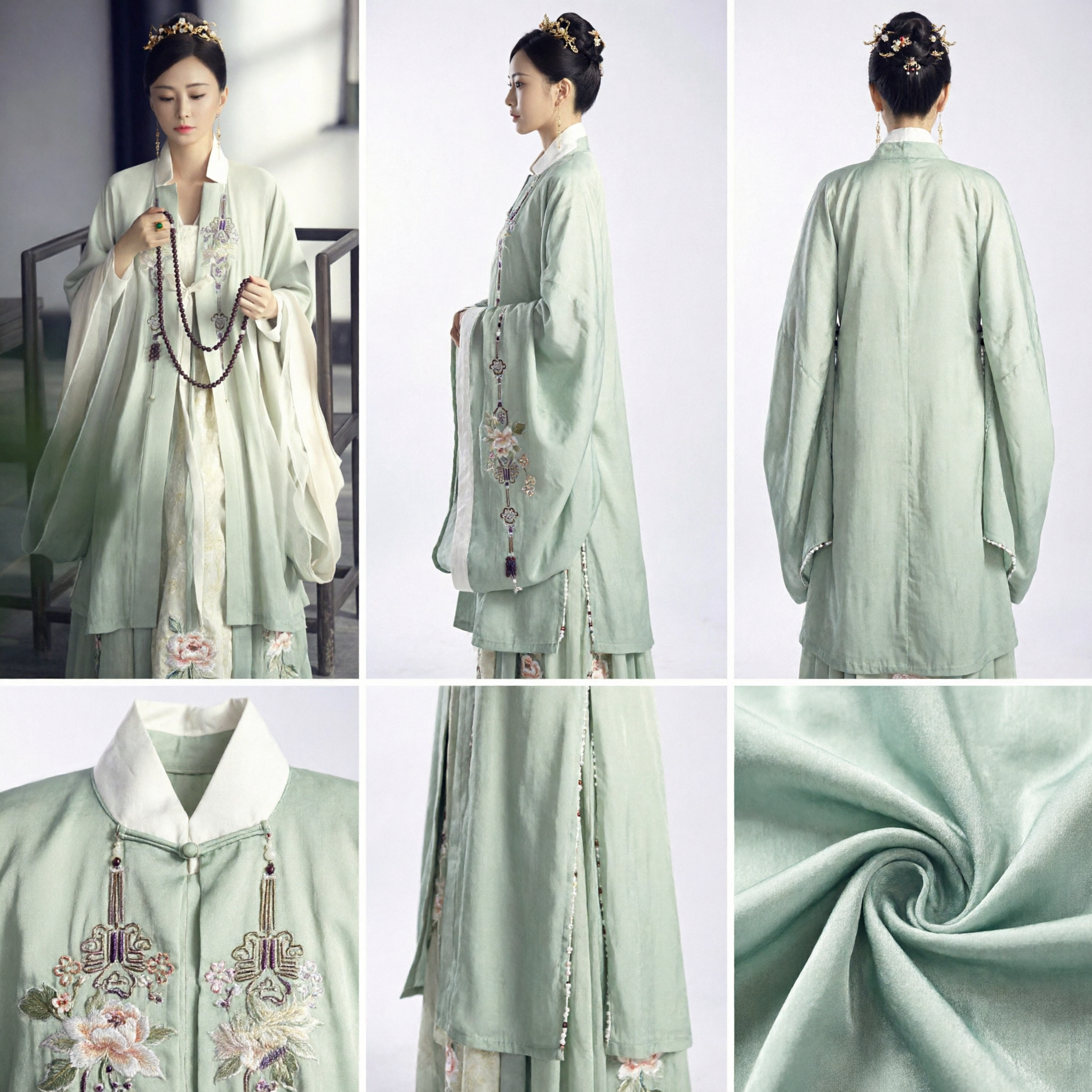Robe Élégante Hanfu Chinoise Traditionnelle Brodée Verte, Costume Ancien pour Femmes, Cosplay de Drame Historique - Asian Costume