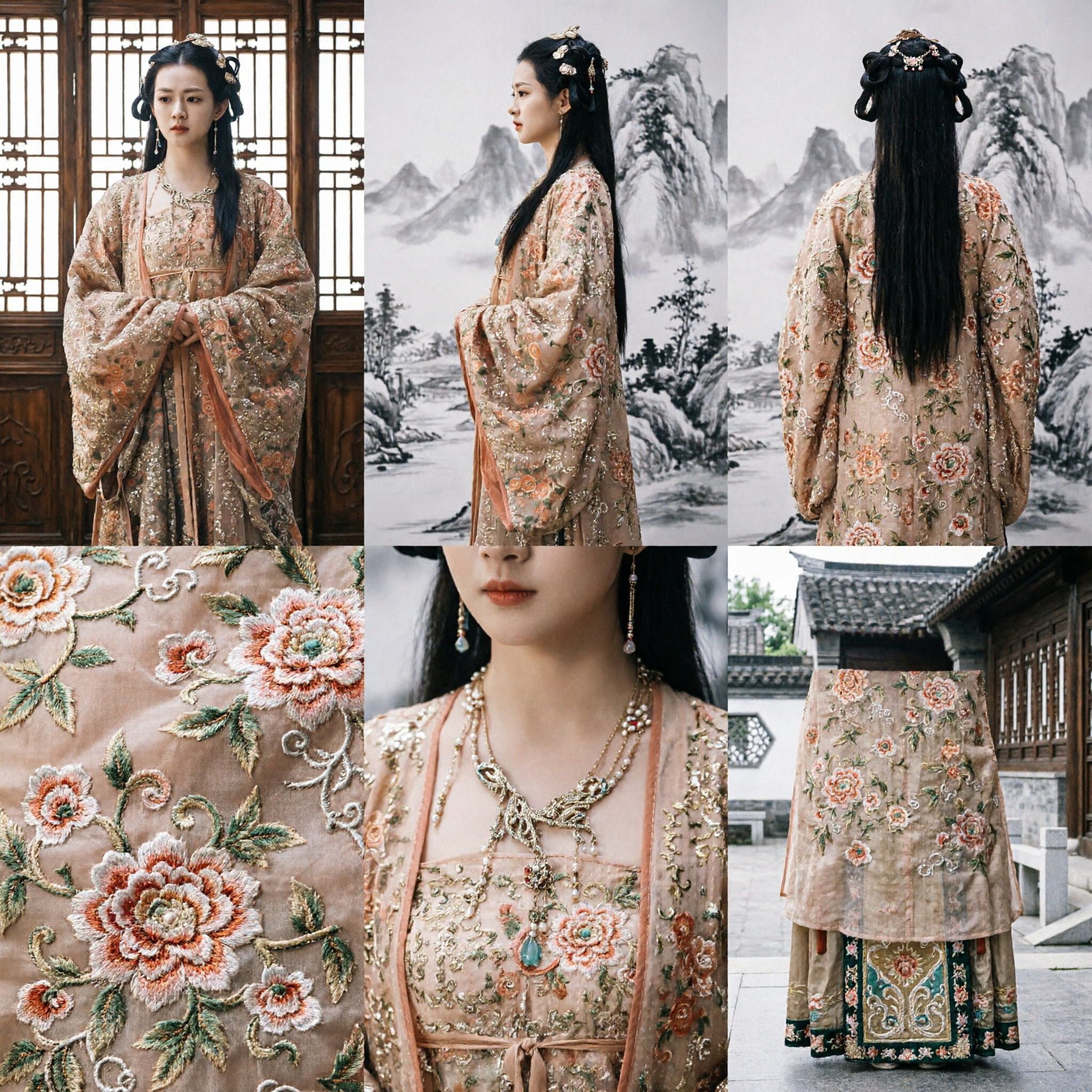 زي أميرة الهانفو الصيني التقليدي، فستان أنيق مطرز بالذهب بأكمام واسعة للنساء للتنكر - Asian Costume