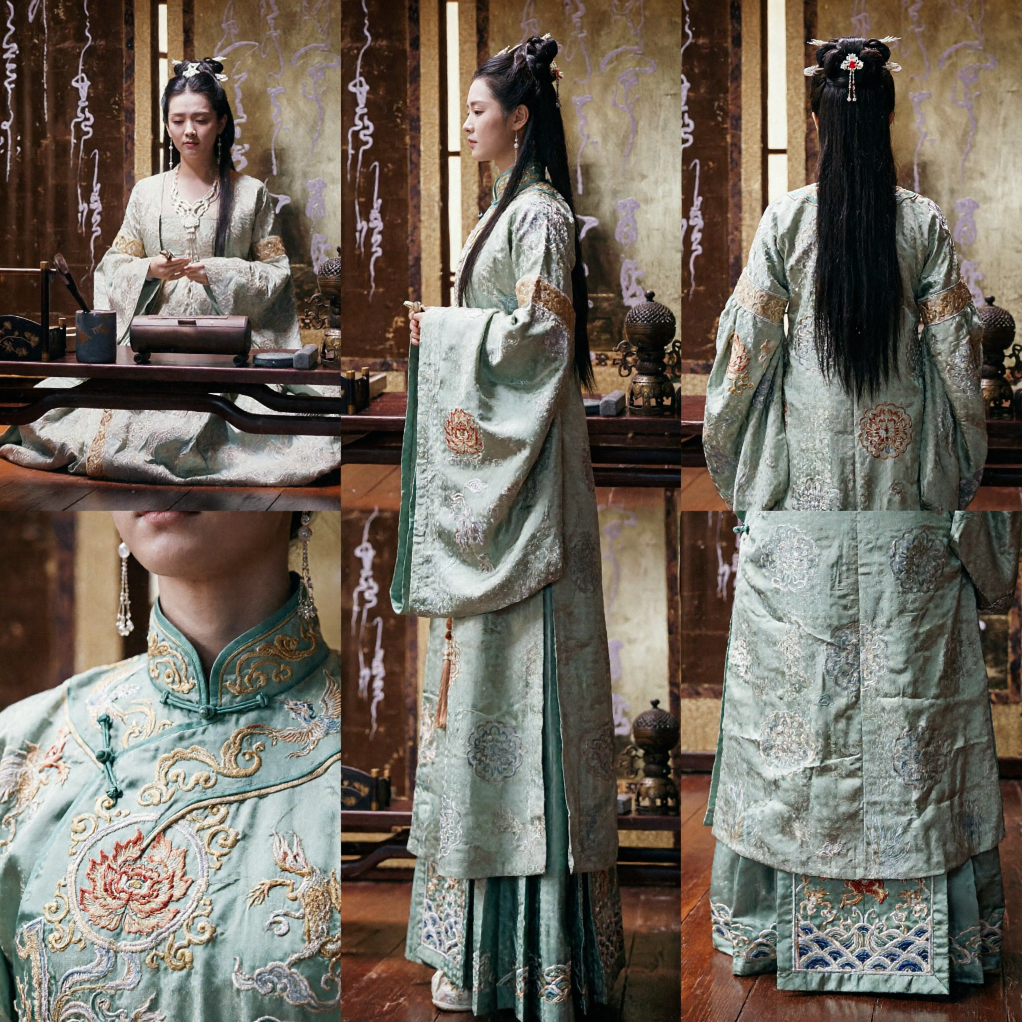 Elegante Traje Hanfu de la Dinastía Tang Verde Sabio, Vestido Tradicional de Dama Noble para Mujeres, para Cosplay Histórico - Asian Costume