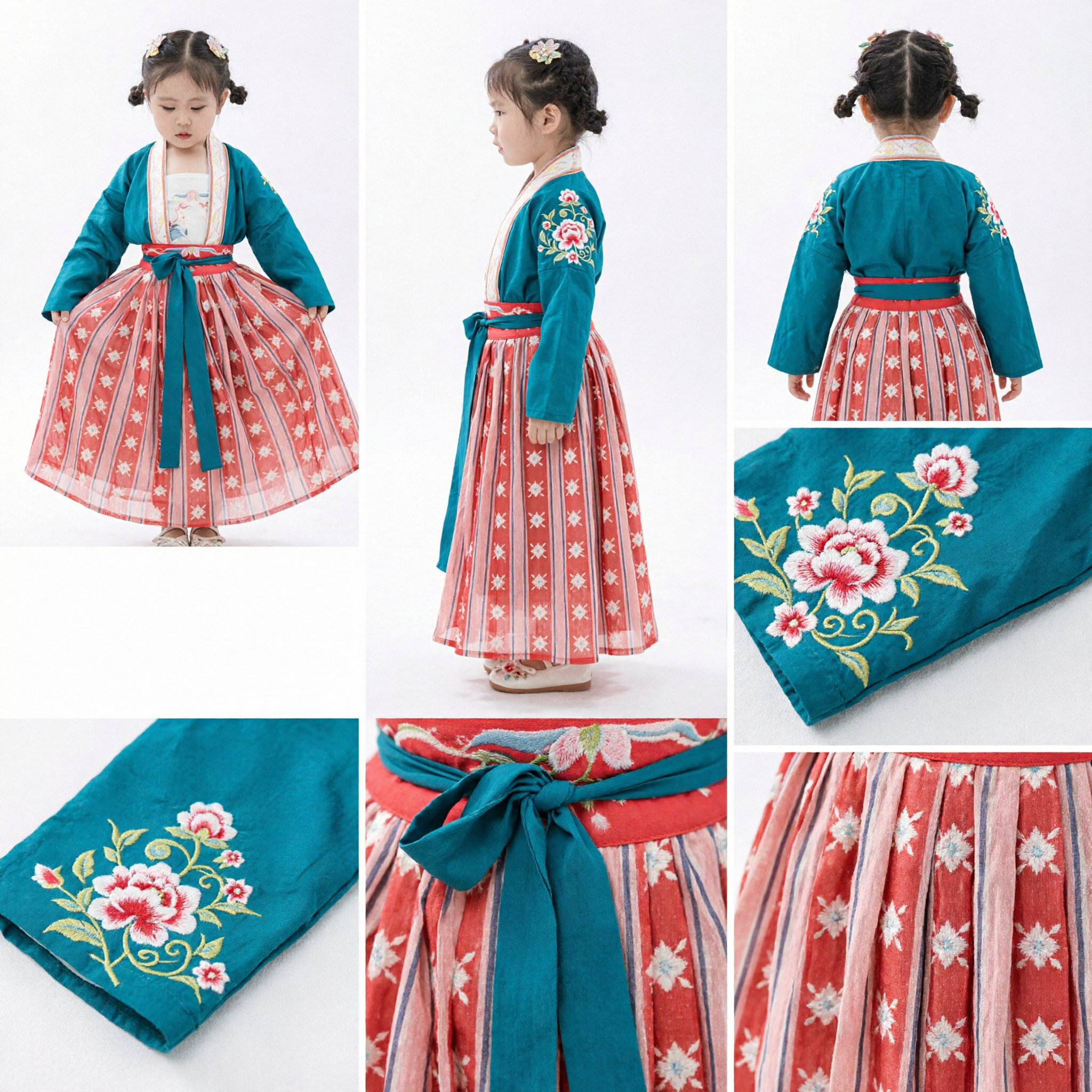 Traditionelles chinesisches Hanfu-Kostüm für Kinder, antikes Tang-Anzug-Prinzessinnenkleid für Mädchen, kulturelle Festivalkleidung - Asian Costume