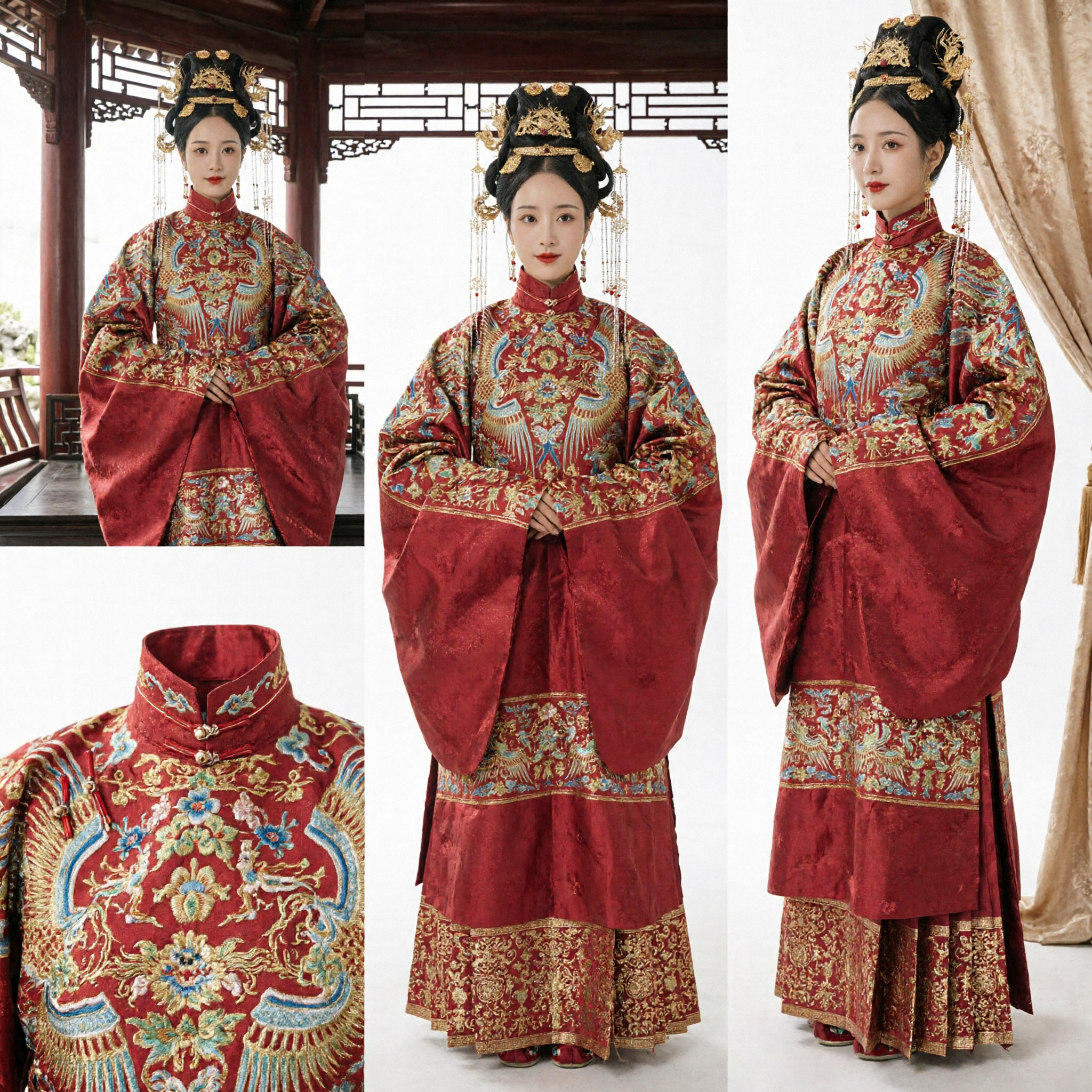 Vestido de Casamento Tradicional Chinês Antigo da Dinastia Ming com Bordado de Fênix Vermelha, Traje Hanfu para Noivas - Asian Costume