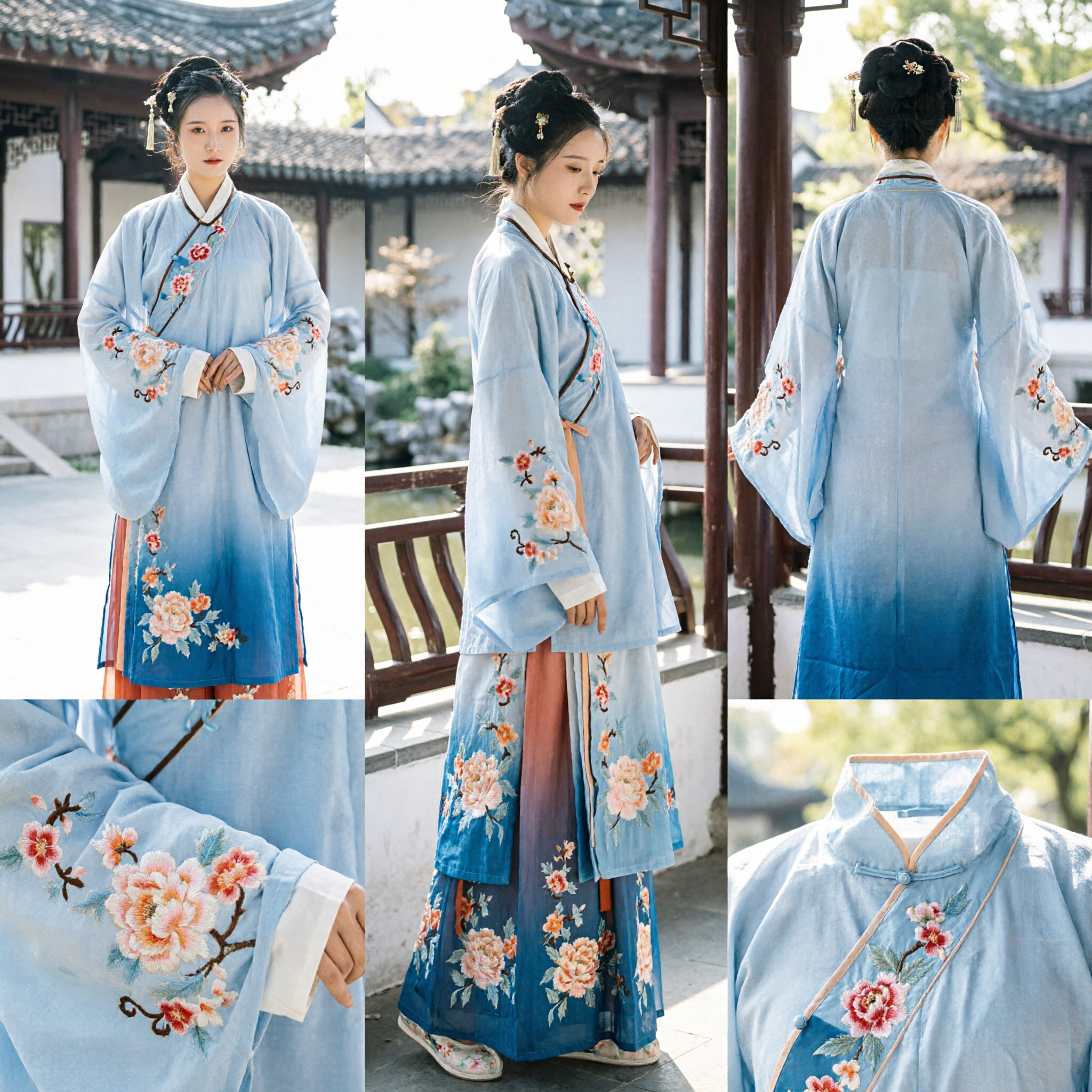 Elegante Witte Bloemen Borduurwerk Hanfu Traditionele Chinese Kleding Oud Kostuum voor Vrouwen Ceremonie Optreden - Asian Costume