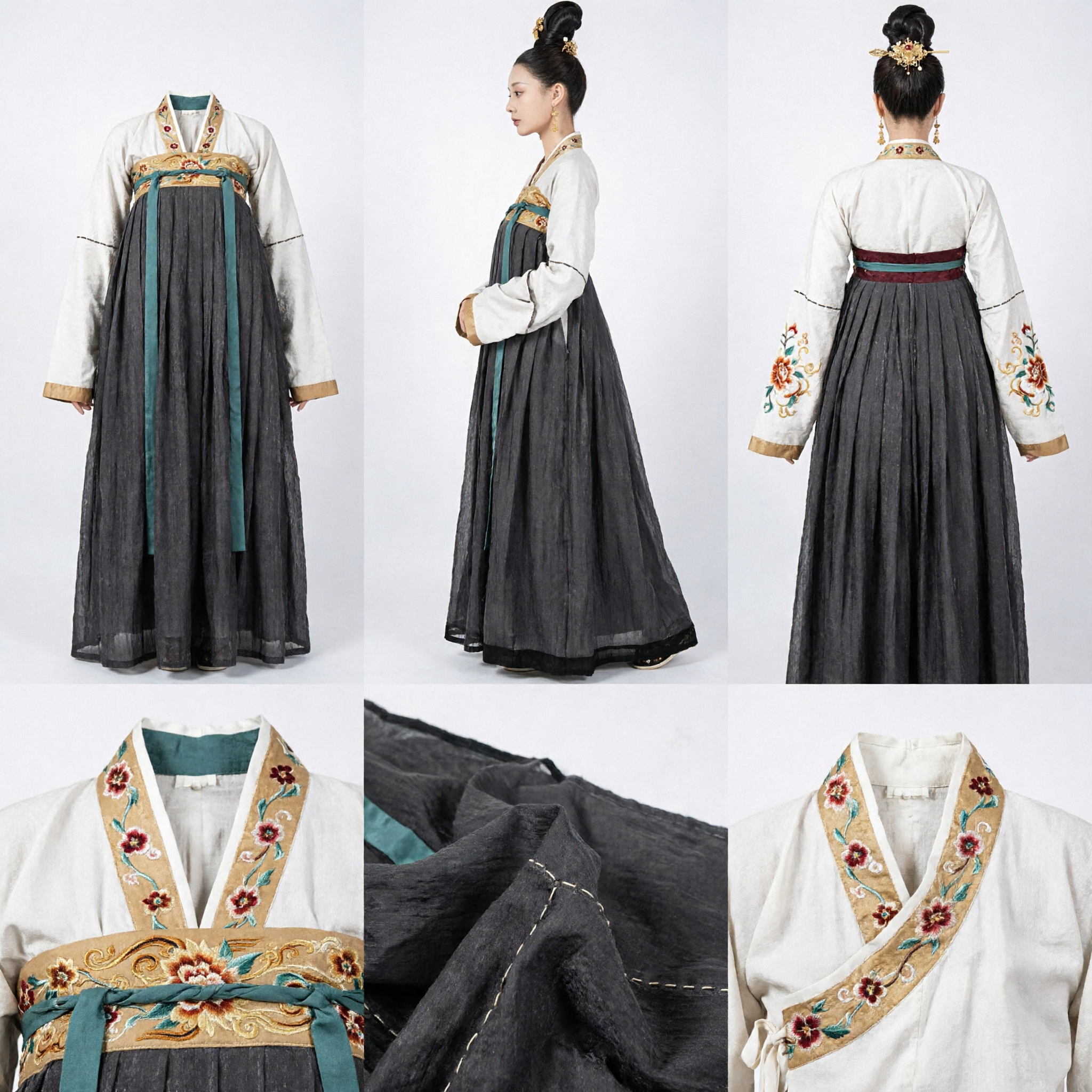 Costume traditionnel chinois Hanfu pour femmes Ensemble ancien de dame du palais Top à col croisé et jupe à taille haute pour performances - Asian Costume