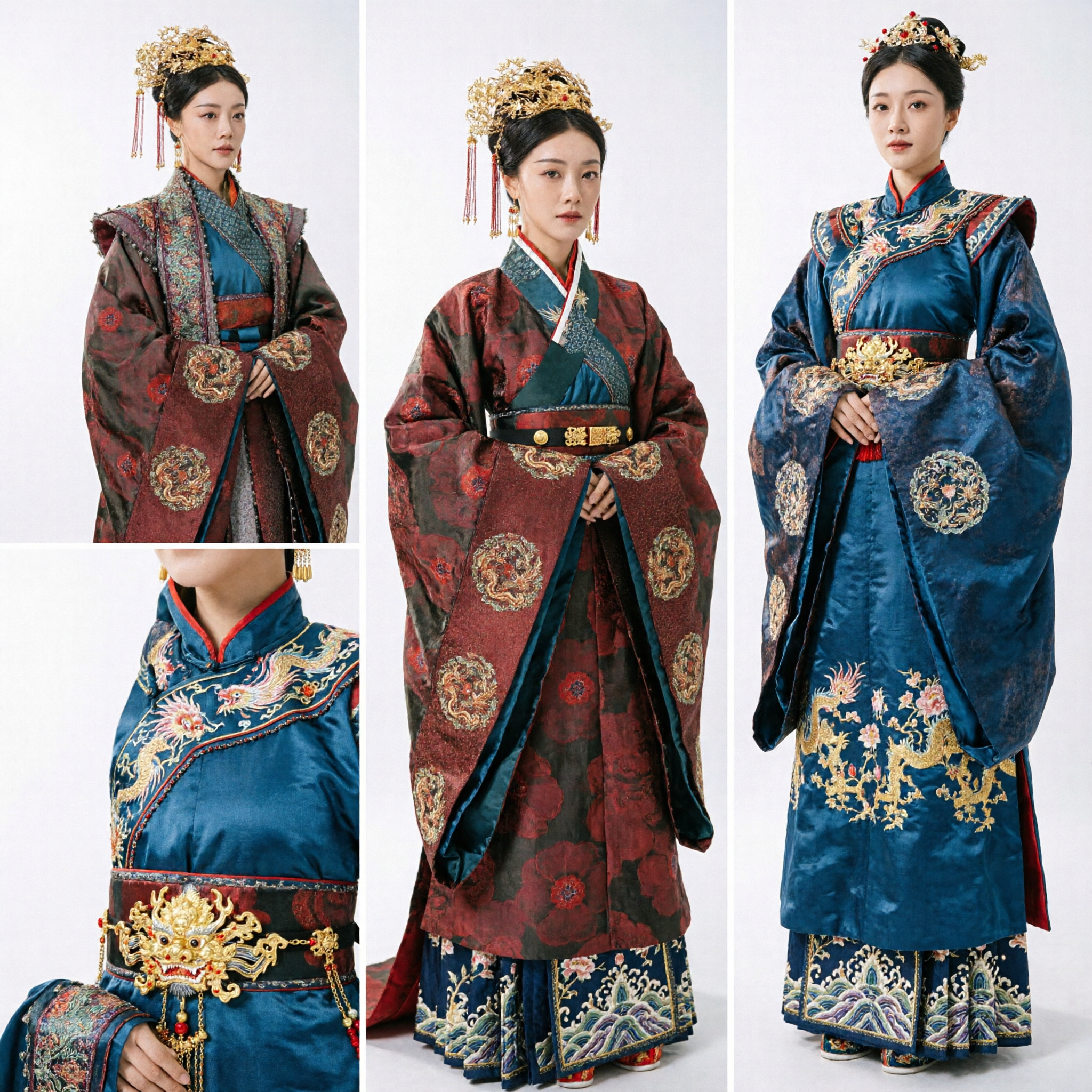 중국 전통 명나라 한푸 황후 의상 고대 여왕 예복, 여성 웨딩 코스프레용 - Asian Costume