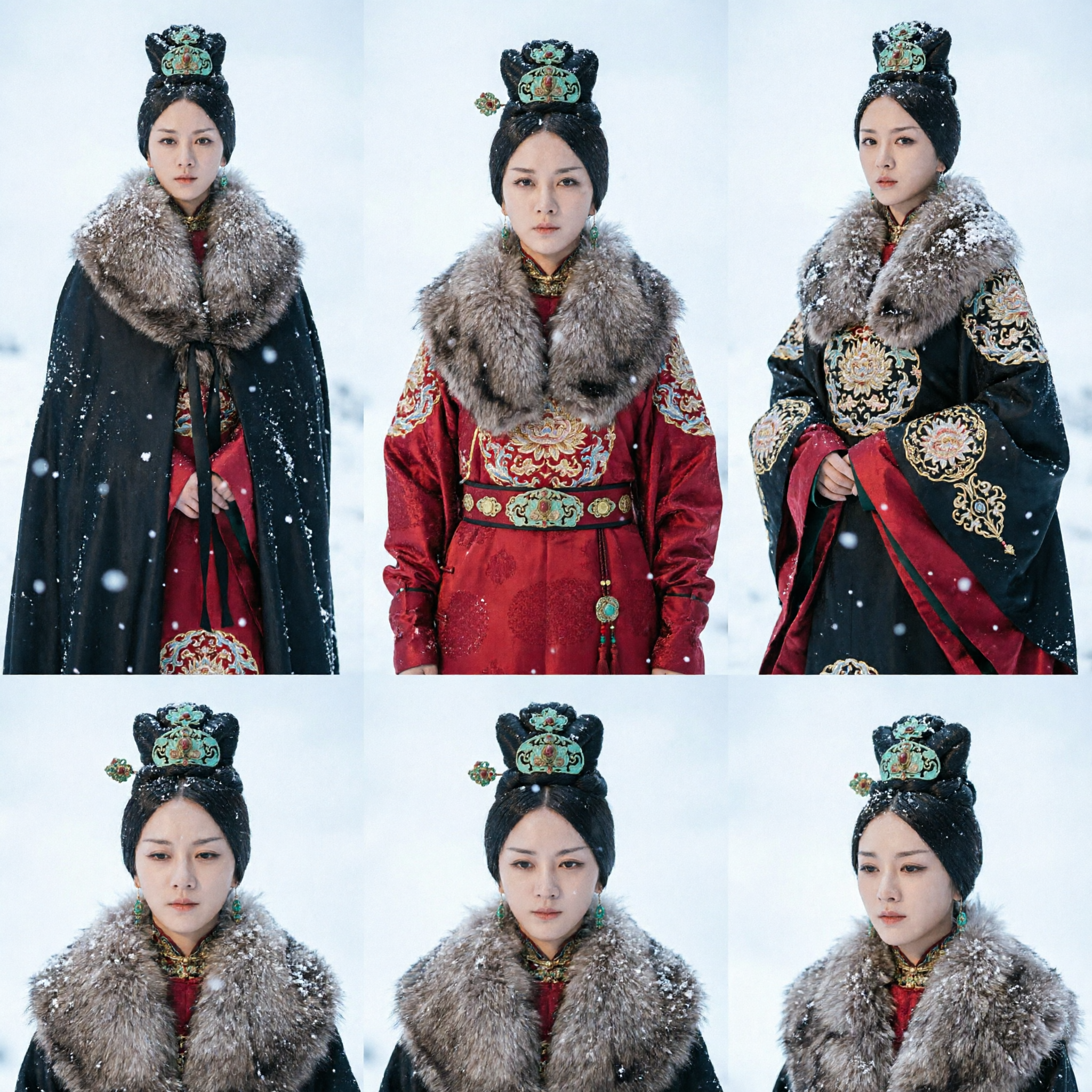 Traje de Emperatriz de la Dinastía Ming Tradicional Chino, Capa Hanfu de Piel Negra para Invierno para Cosplay Histórico de Mujeres - Asian Costume
