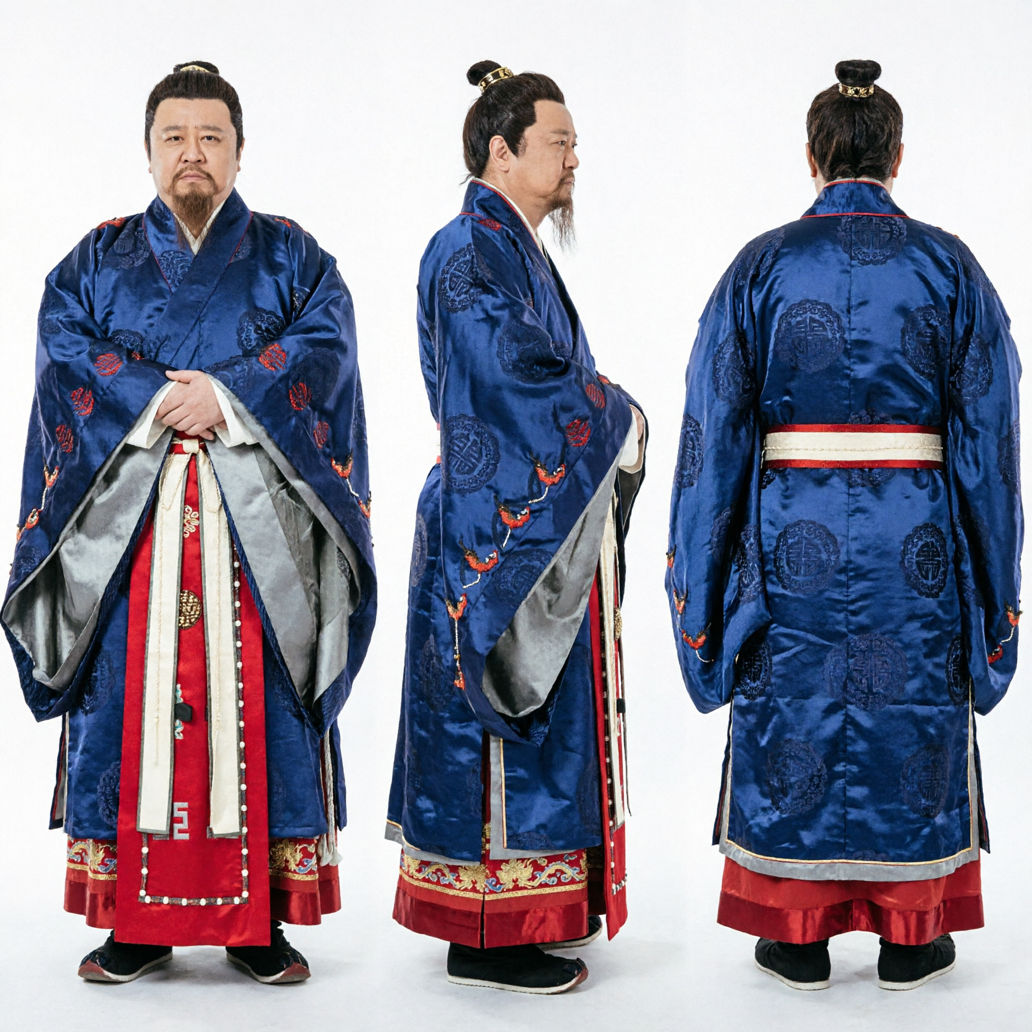 중국 전통 당나라 황제 한푸 로브 고궁 의상 남성용 역사 코스프레 - Asian Costume