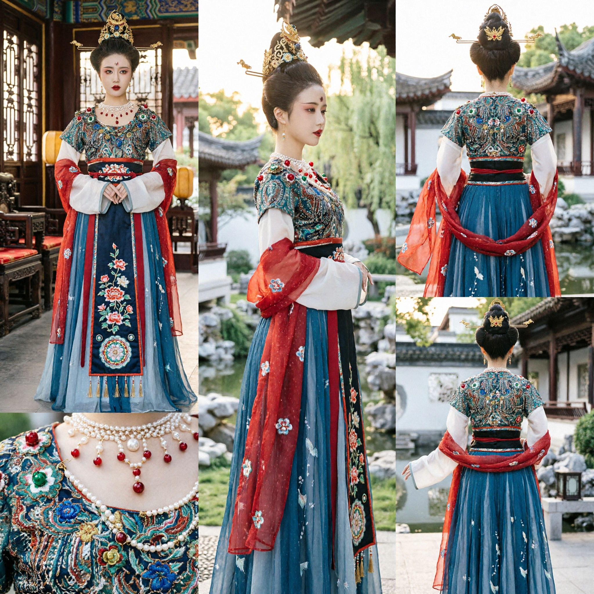 Tradycyjny chiński strój Hanfu z dynastii Tang dla kobiet, starożytna suknia damy dworskiej na występy sceniczne i cosplay - Asian Costume