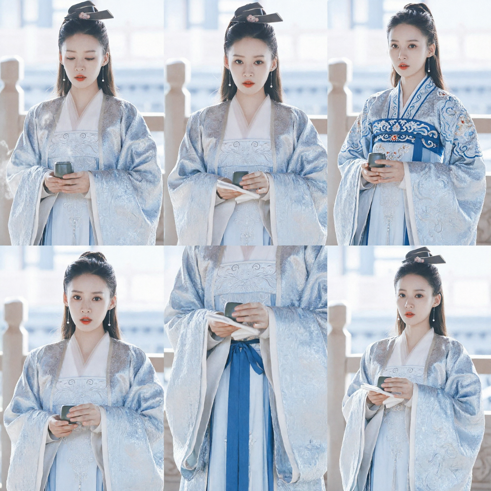 Hanfu Estilo Dinastia Song Azul Claro e Exquisito, Vestido Tradicional Chinês Bordado para Cosplay Feminino - Asian Costume