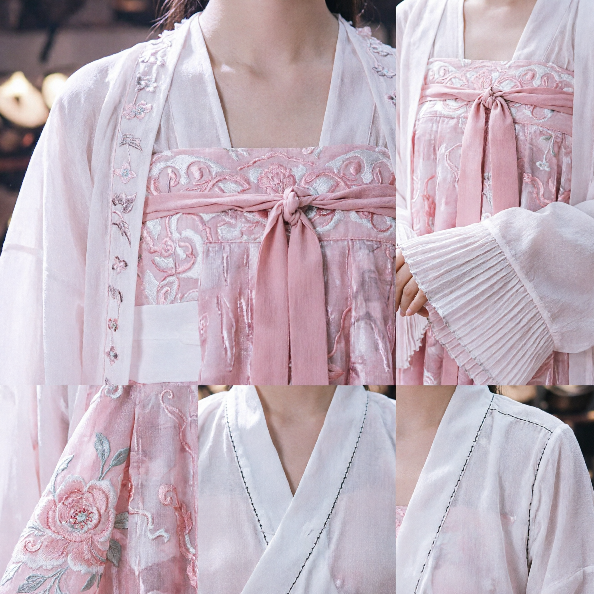 Elegantes rosa-weißes traditionelles chinesisches Hanfu-Kostüm antikes Palastdamenkleid für Damen - Asian Costume