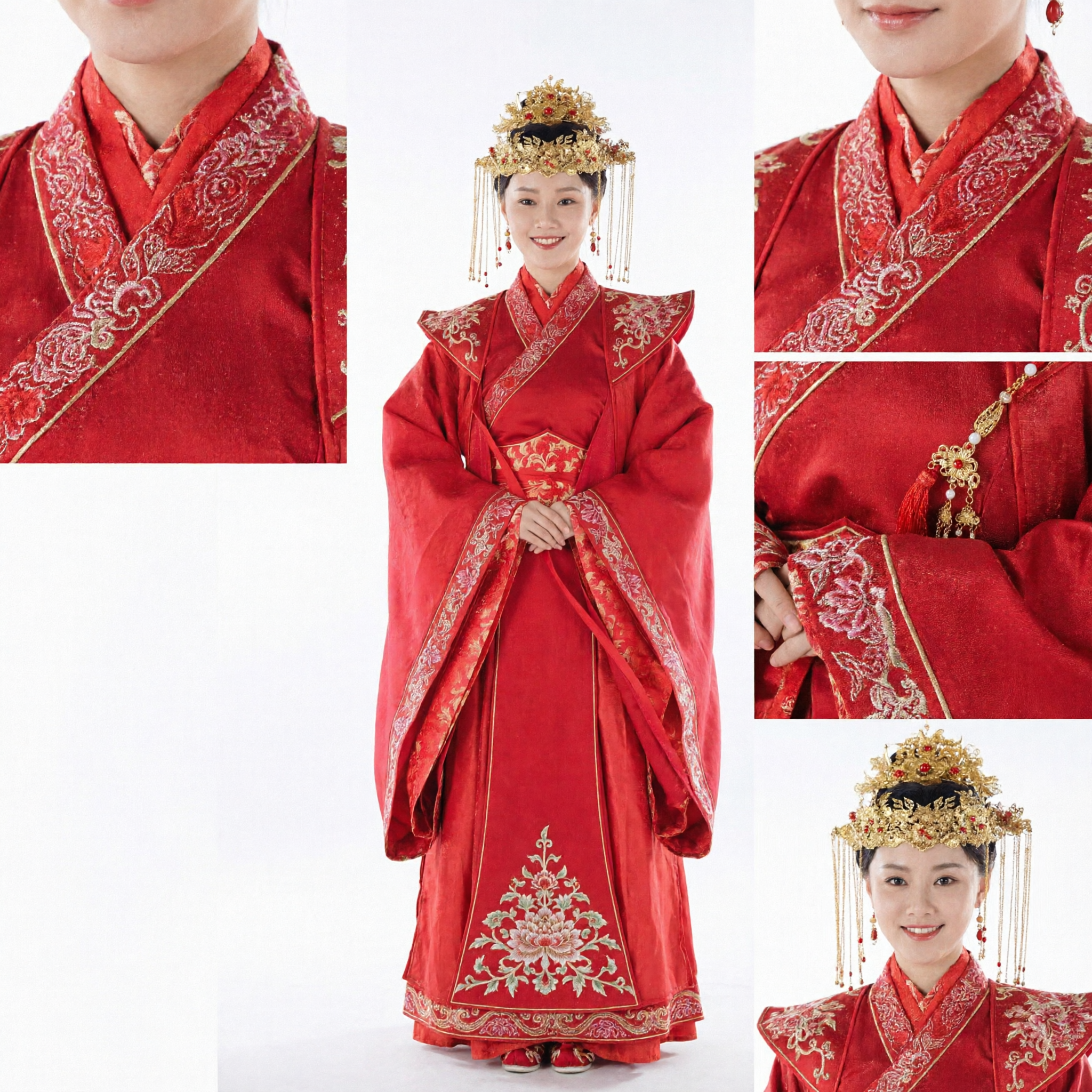 Traditioneel Chinees Trouwjurk Rood Hanfu Bruidsjurk Oud Ming Dynastie Stijl Kostuum voor Vrouwen - Asian Costume
