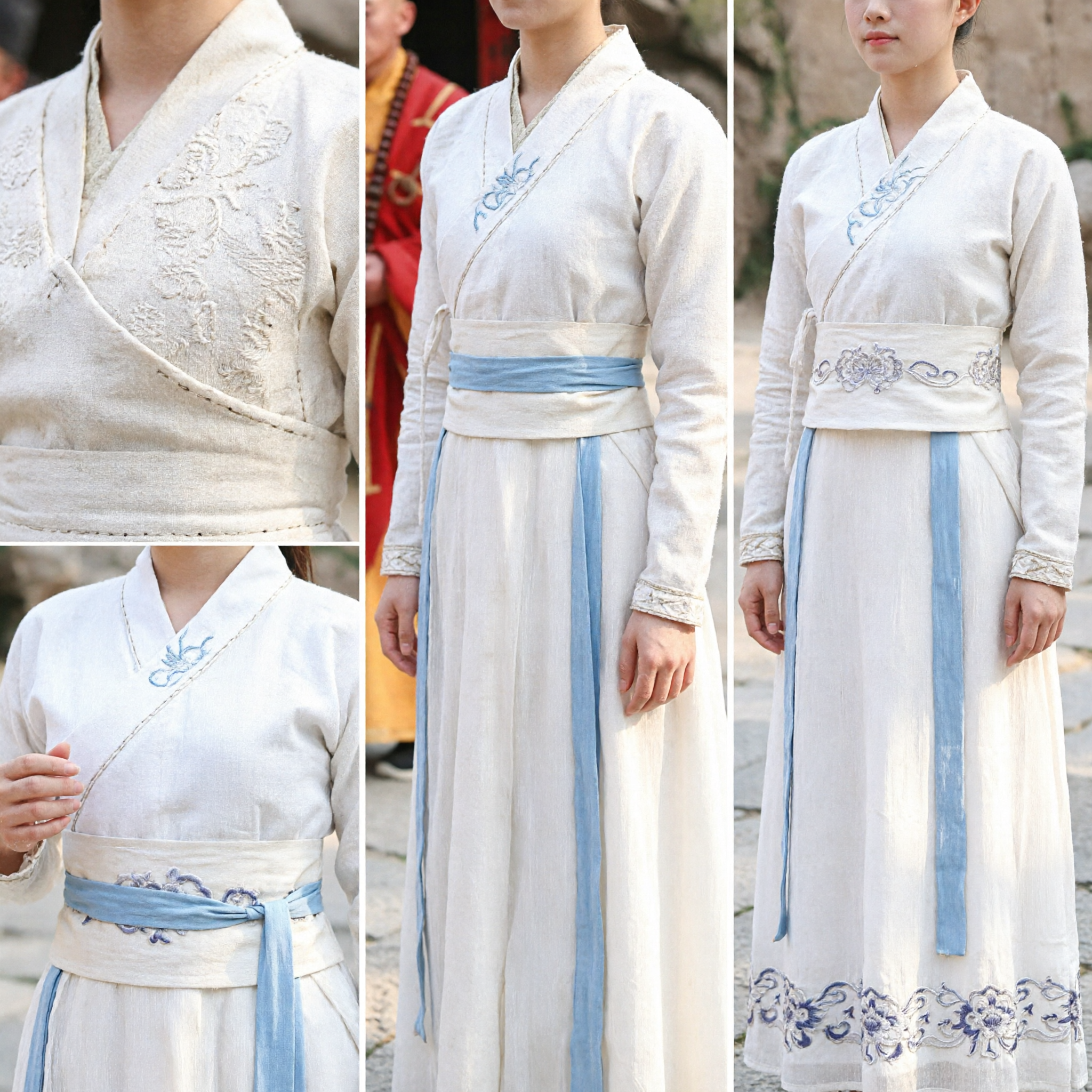 Elegant White Ancient Chinese Hanfu Dress Women's Wuxia Swordswoman Costume Traditional Historical Drama Clothing - Asian Costume