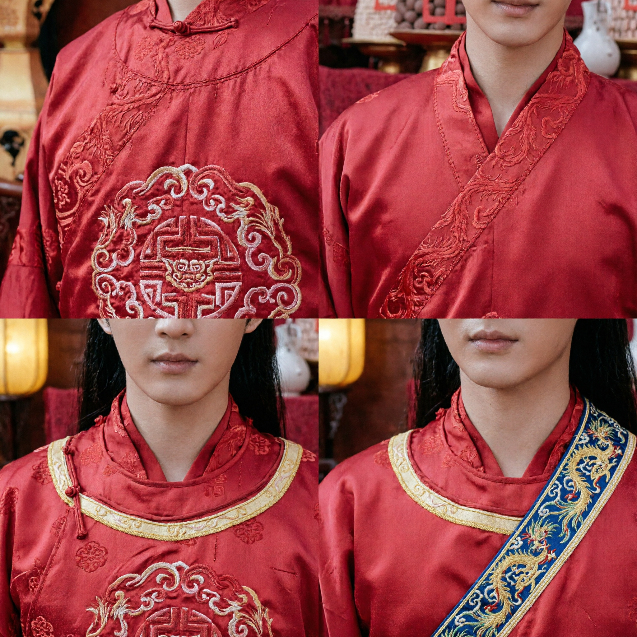 Veste Tradizionale Cinese Hanfu Rossa per Uomini Costume Antico da Sposo Matrimonio Cosplay Dramma Storico - Asian Costume