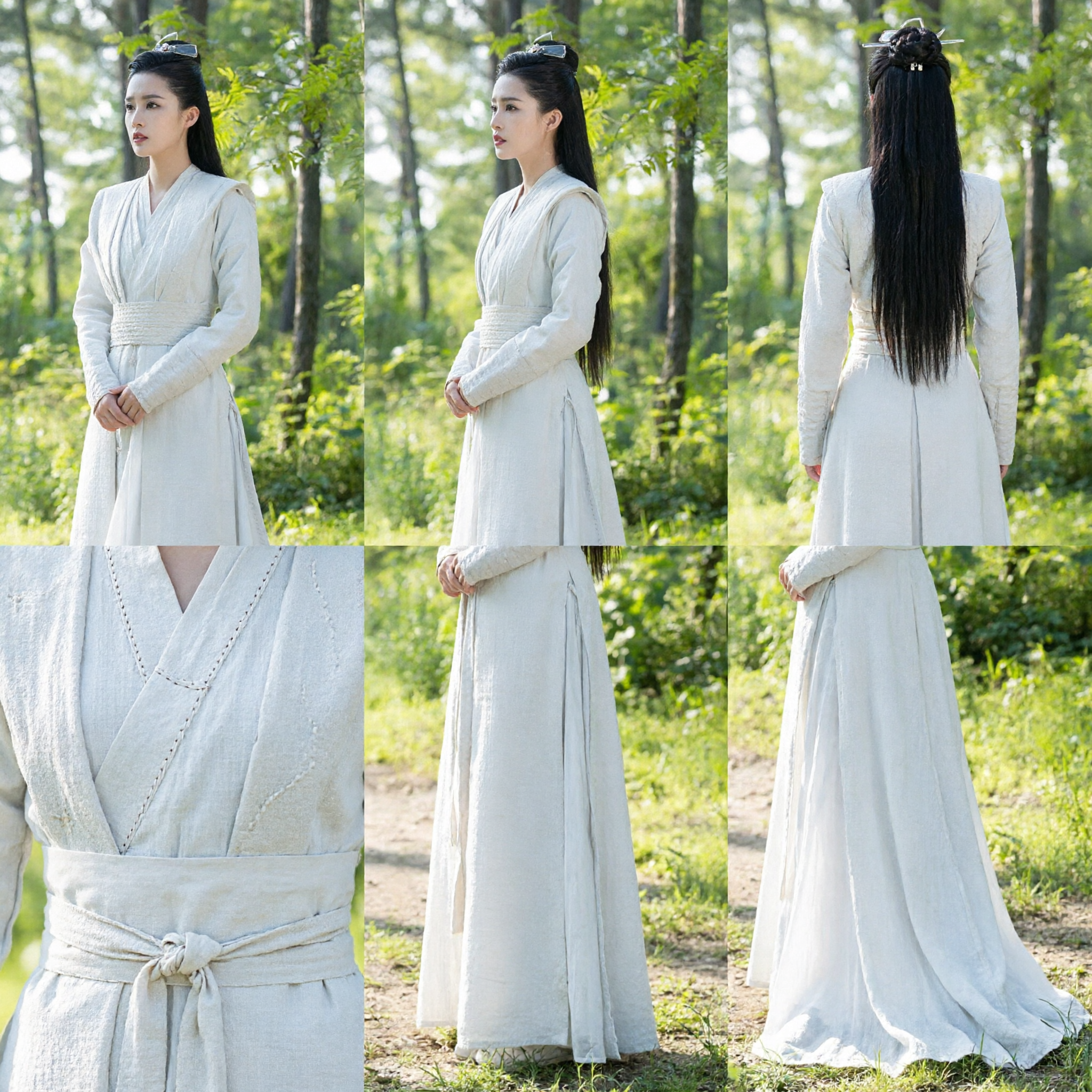 Hanfu Tradizionale Cinese Costume Antico Bianco per Donne Abito da Spadaccina Wuxia per Cosplay e Spettacolo - Asian Costume