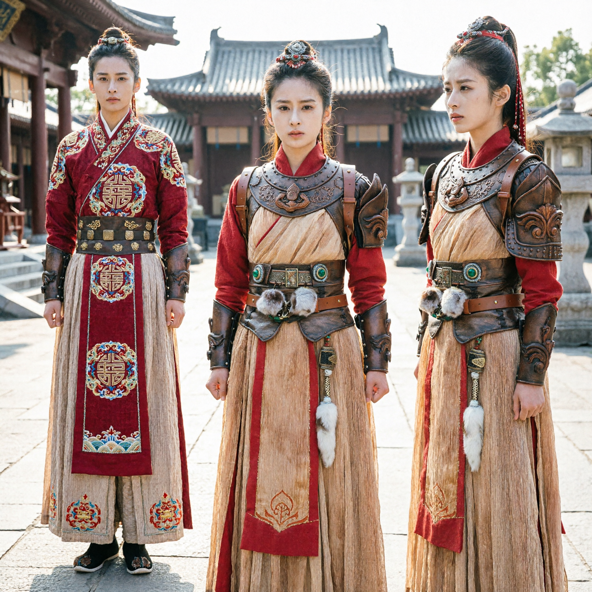 古代中国女性将軍戦士衣装 漢服武侠コスプレ衣装 鎧と槍付き 女性用 - Asian Costume