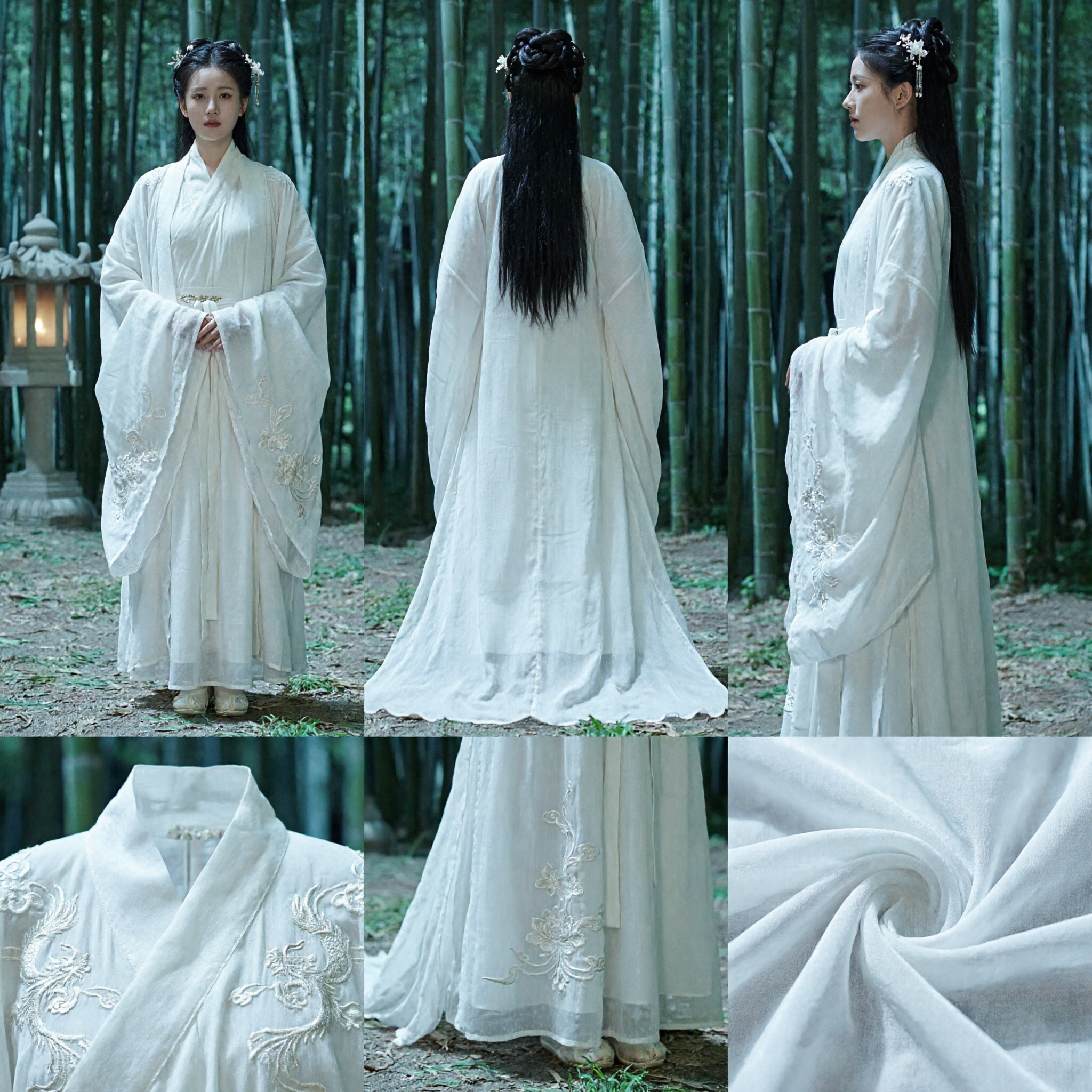 Elegantes weißes traditionelles chinesisches Hanfu antikes Feenkostüm Kleid mit weiten Ärmeln für Frauen Cosplay - Asian Costume