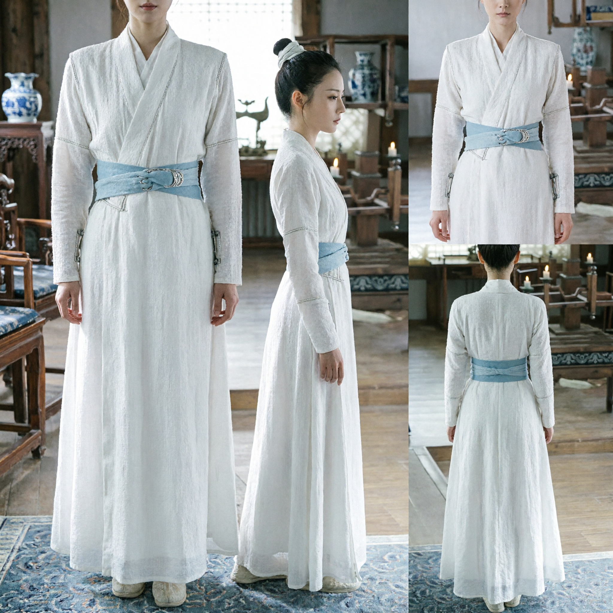 Elegante Hanfu cinese bianco costume antico tradizionale abito in stile dinastia Song per donne cosplay - Asian Costume