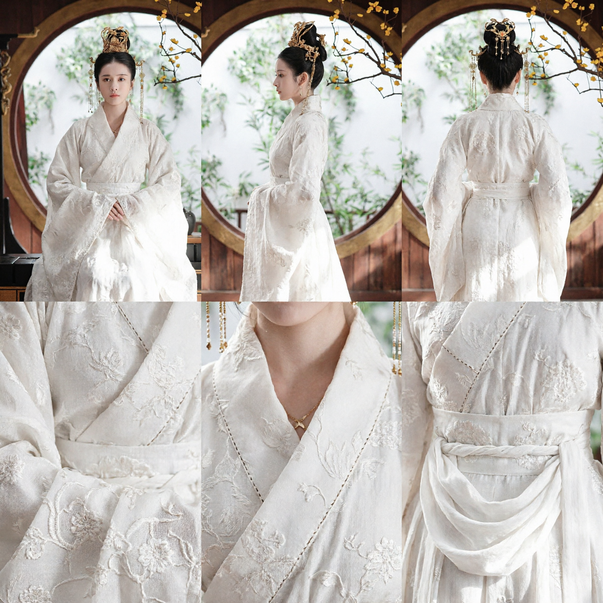 Wyszukany biały Hanfu tradycyjny chiński strój starożytny dla kobiet elegancka suknia szlachetnej damy cosplay fotografia - Asian Costume