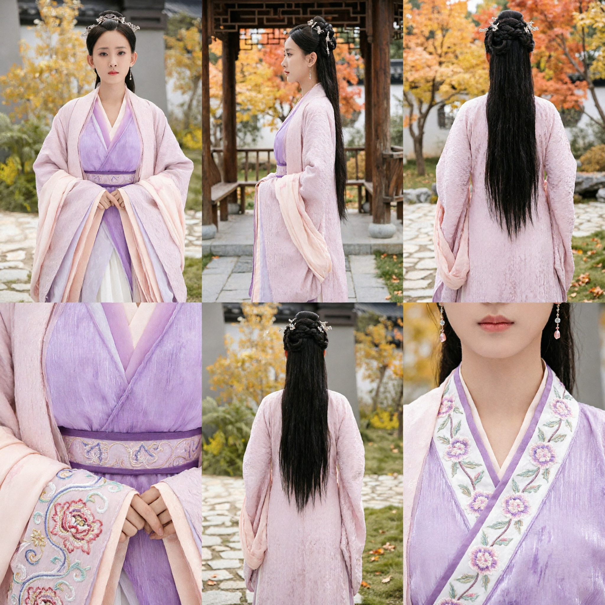 優雅な古代中国漢服伝統衣装 ピンクと紫色仙女ドレス 女性用歴史的ドラマコスプレ - Asian Costume