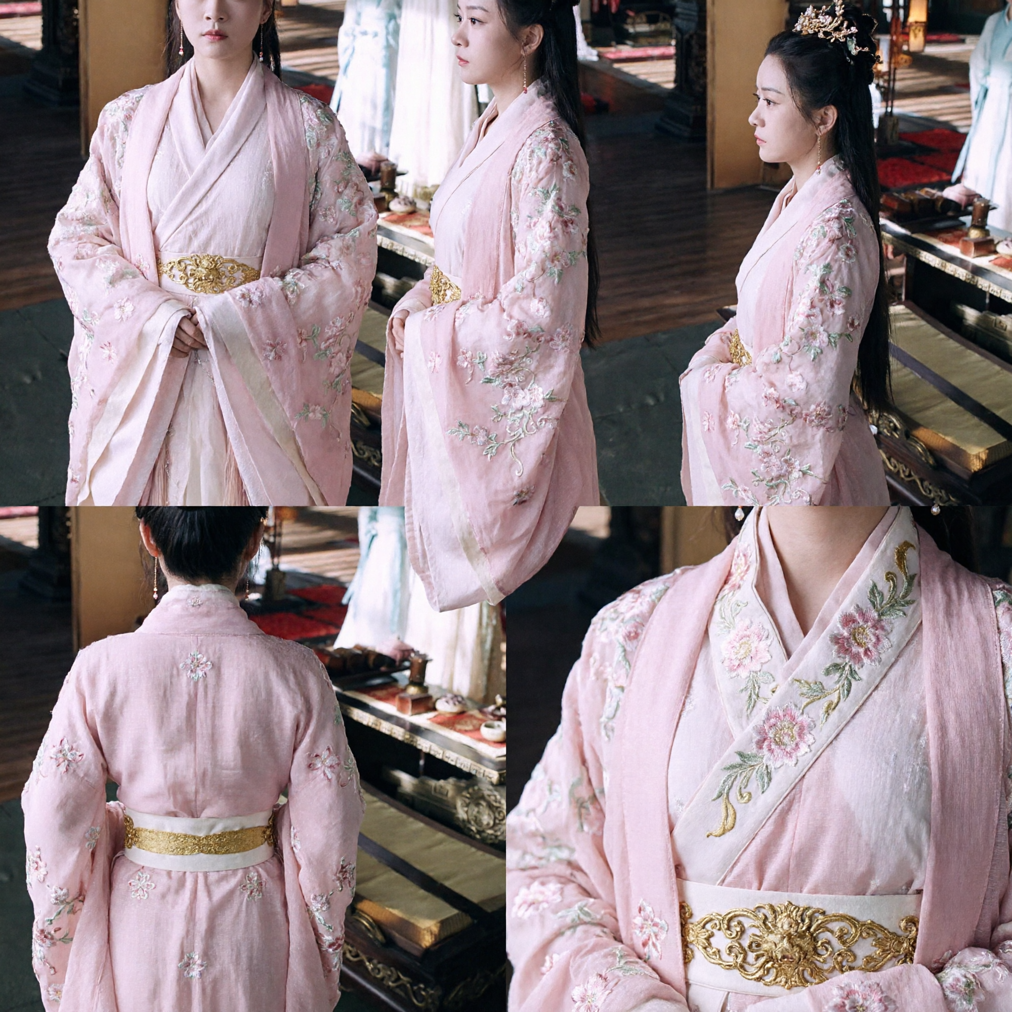 우아한 분홍색 중국 한푸 고대 공주 의상 전통 자수 로브 여성 역사 코스프레 - Asian Costume