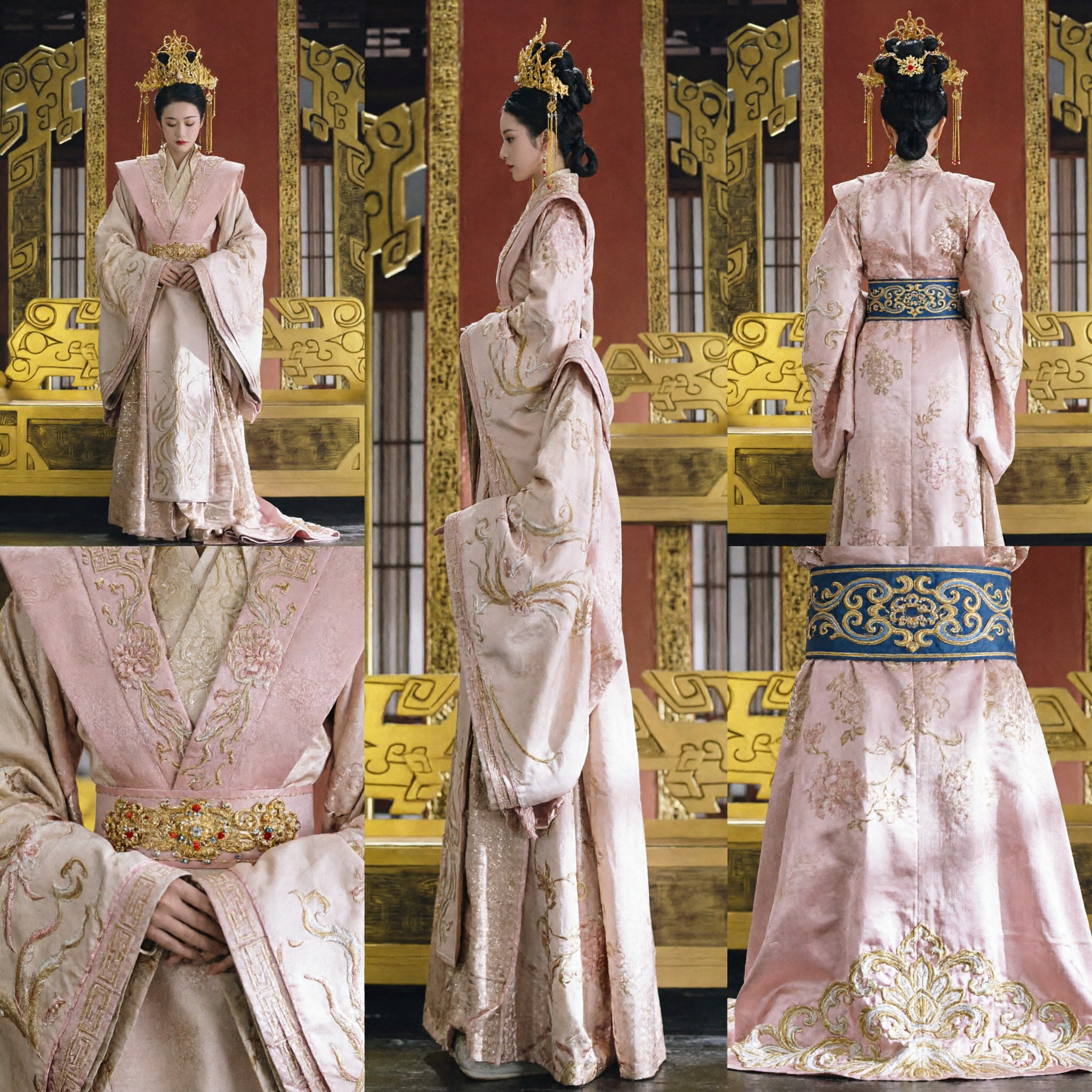 زي إمبراطورة صينية قديمة تقليدي - فستان هانفو وردي للسيدات - زي سيدة قصر تاريخي - كوزبلاي - Asian Costume