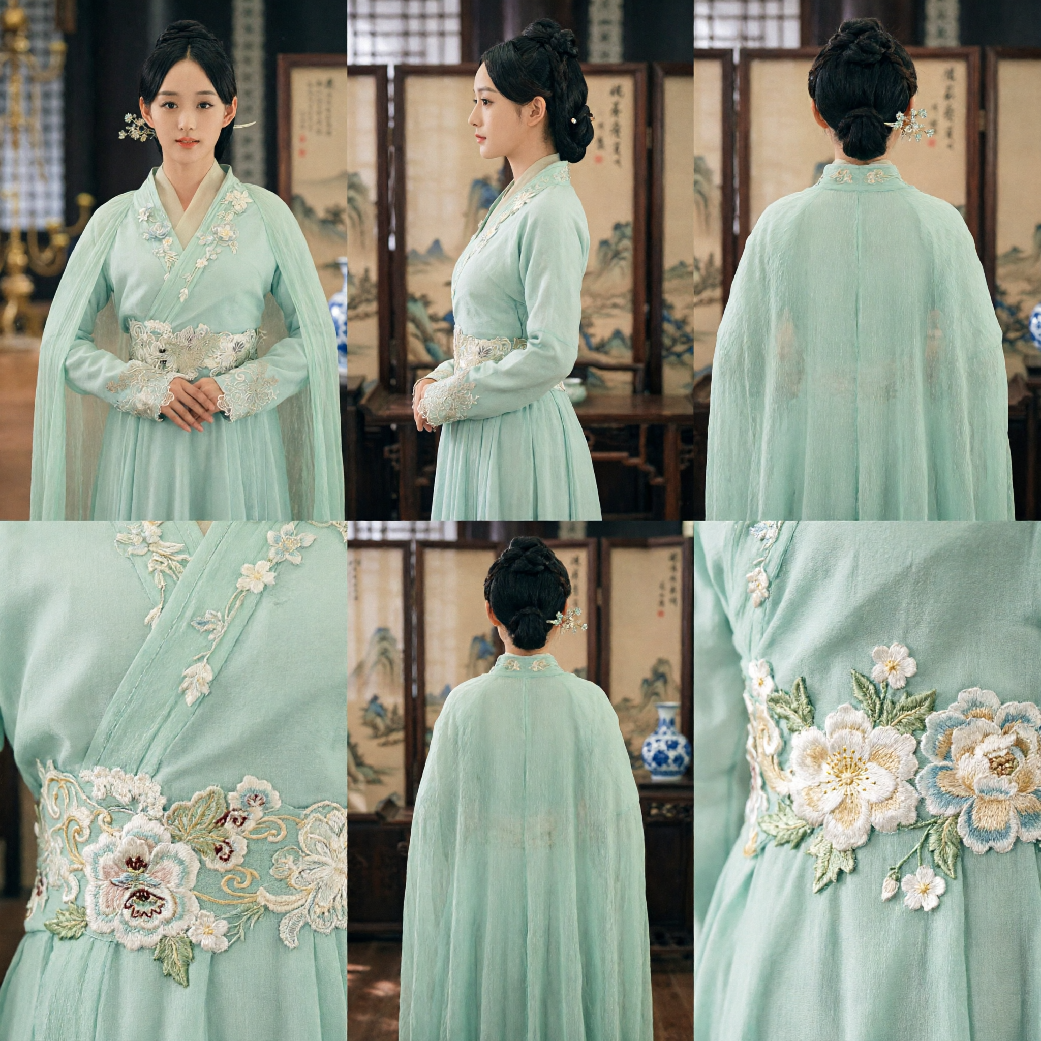 Hanfu Tradicional Chinês Elegante Vestido de Fada Verde Antigo Bordado para Mulheres Performance de Cosplay - Asian Costume