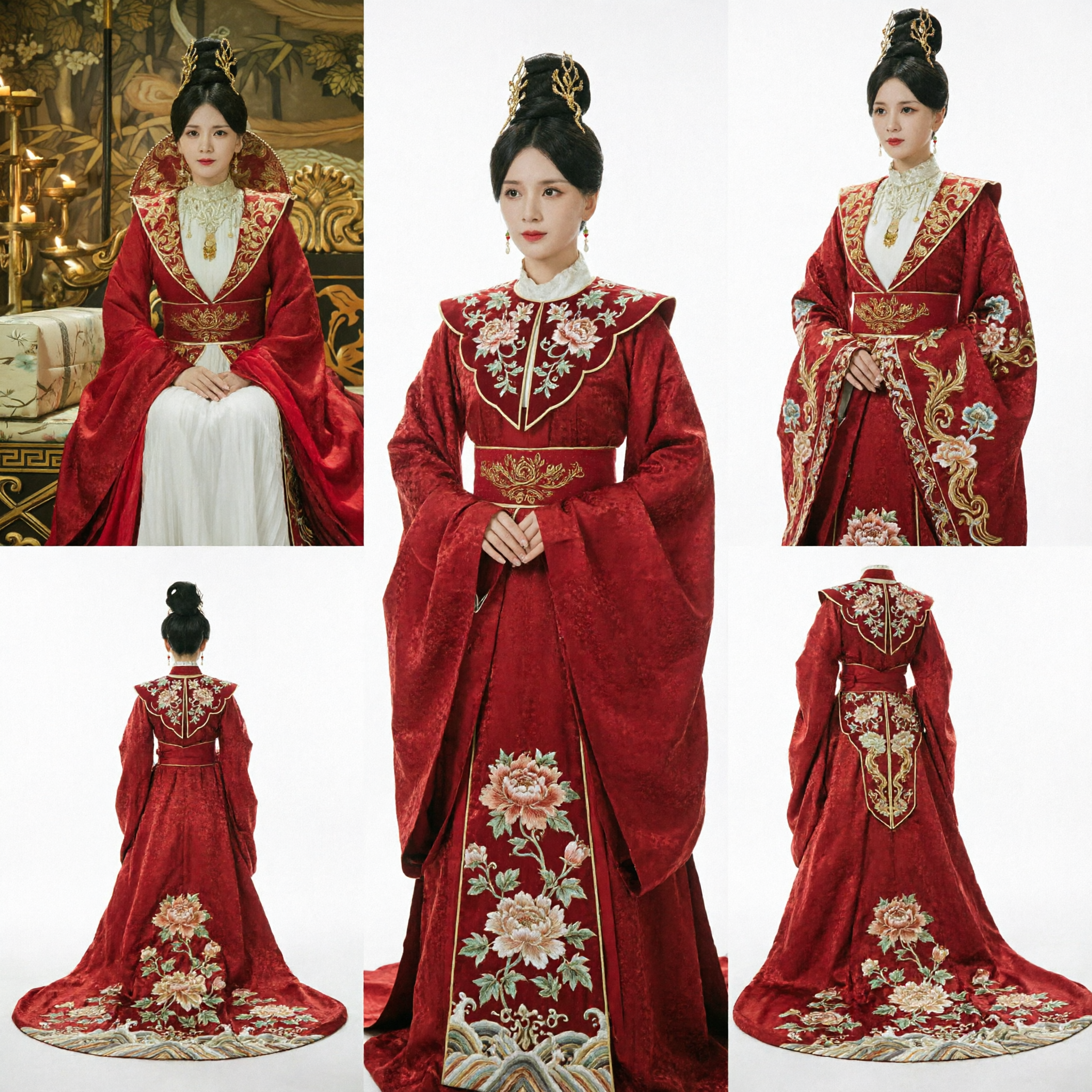 Majestueus Rood Oud Chinese Keizerin Hanfu Kostuum Goud Geborduurde Traditionele Jurk voor Vrouwen Optreden - Asian Costume
