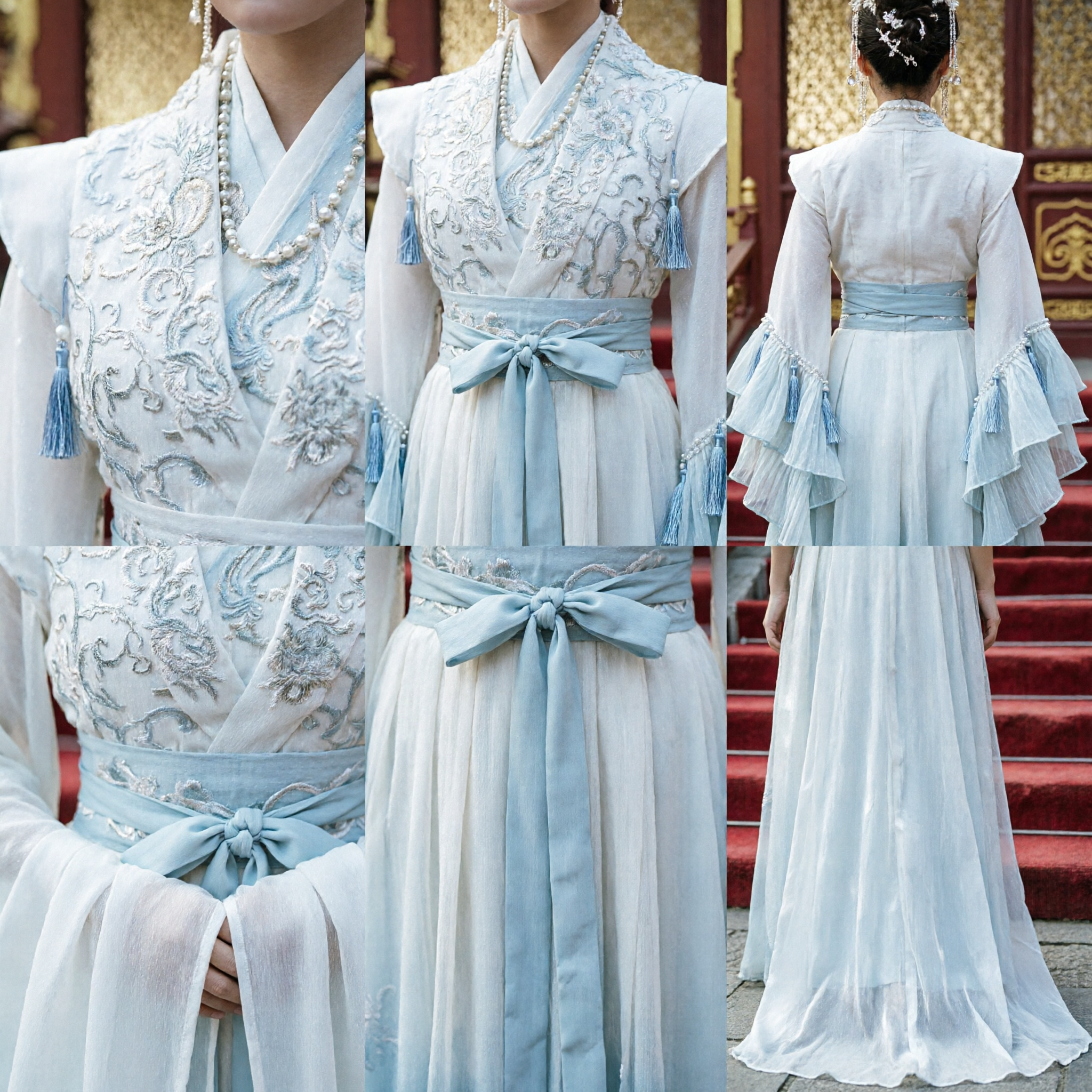 고대 중국 흰색 한푸 드레스 자수 귀부인 궁전 공주 전통 의상 여성 코스프레 - Asian Costume