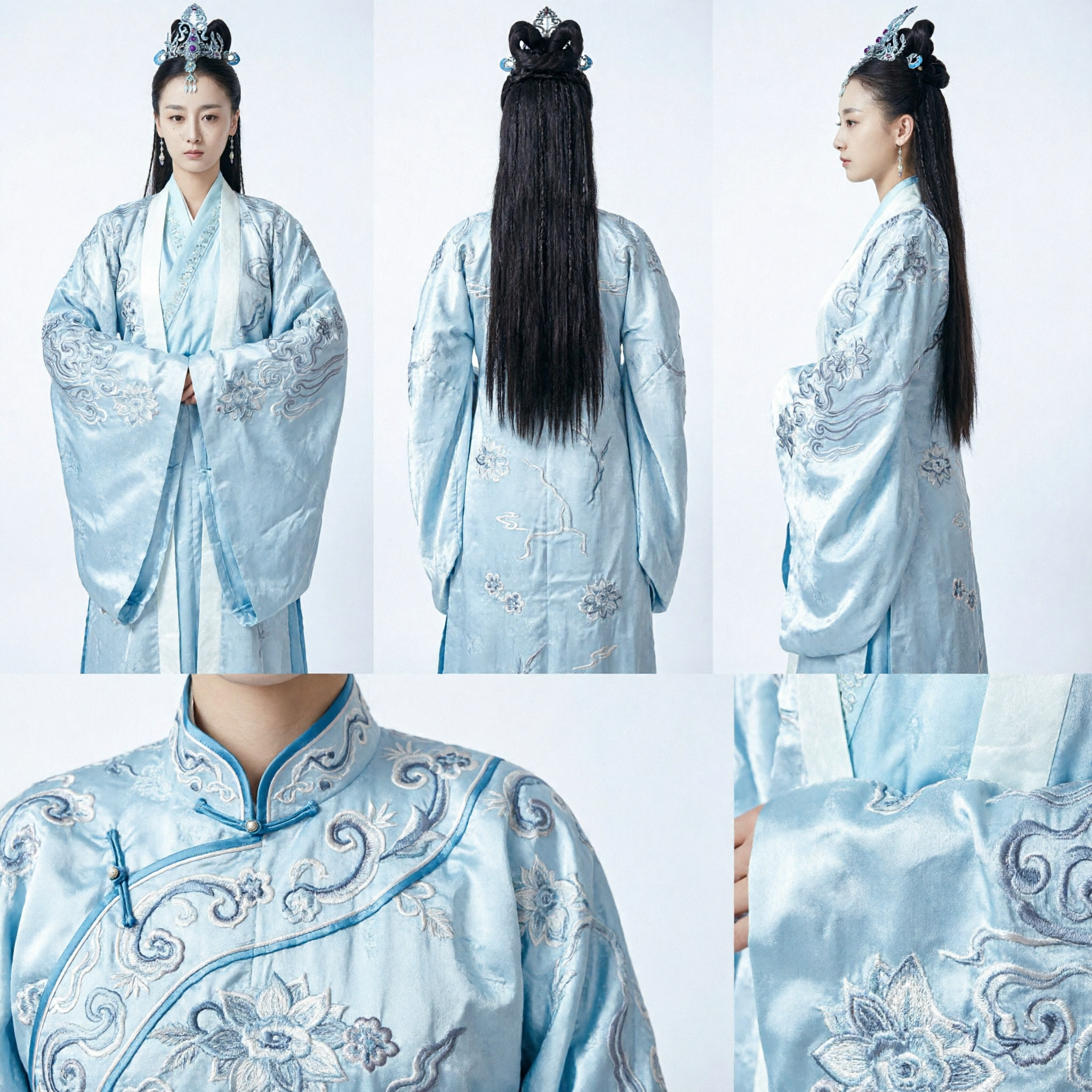 Costume Hanfu bleu chinois ancien - Robe de fée élégante - Robe traditionnelle brodée pour femmes cosplay - Asian Costume