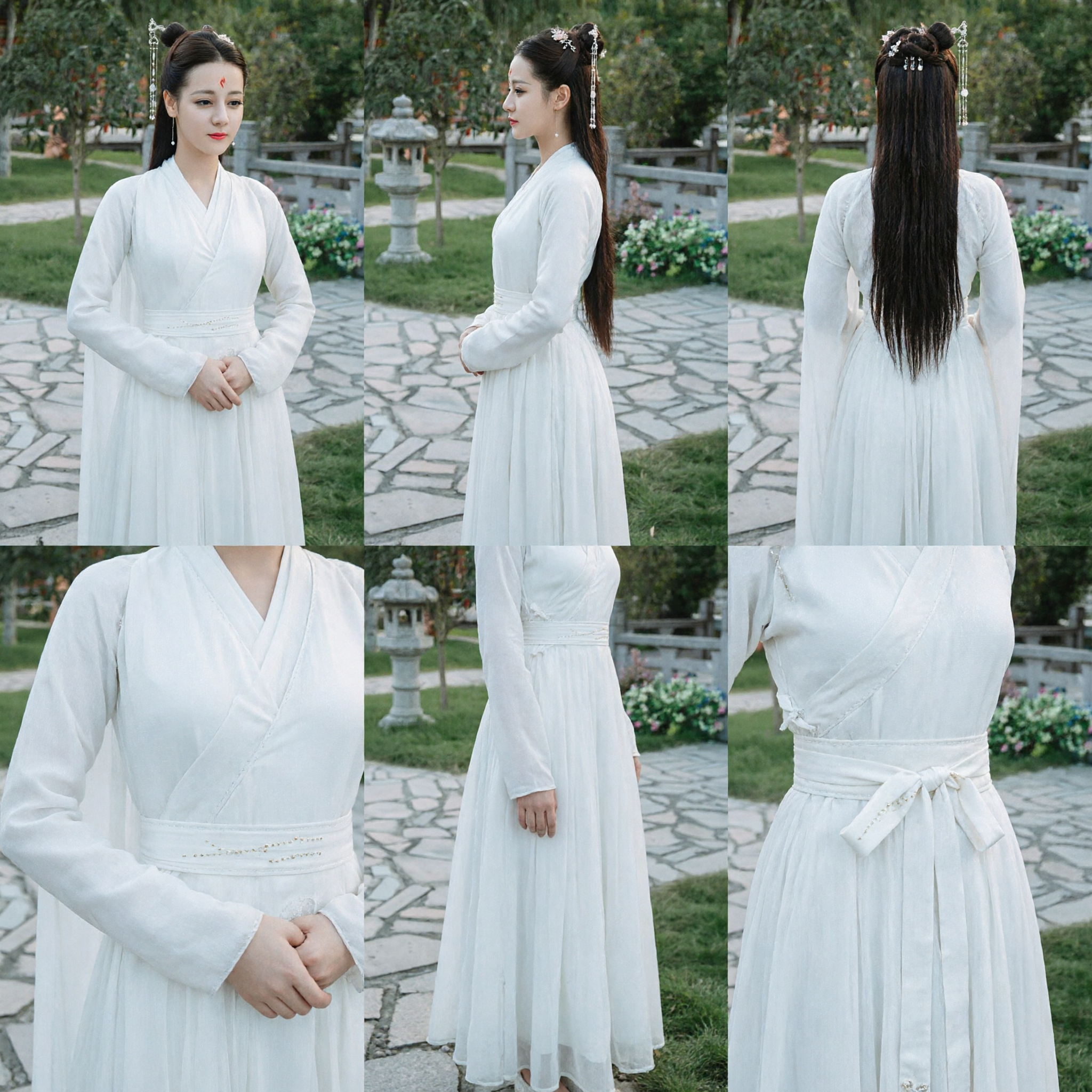 Elegant White Chinese Traditional Hanfu Dress Ancient Fairy Costume for Women Cosplay and Stage Performance - Asian Costume