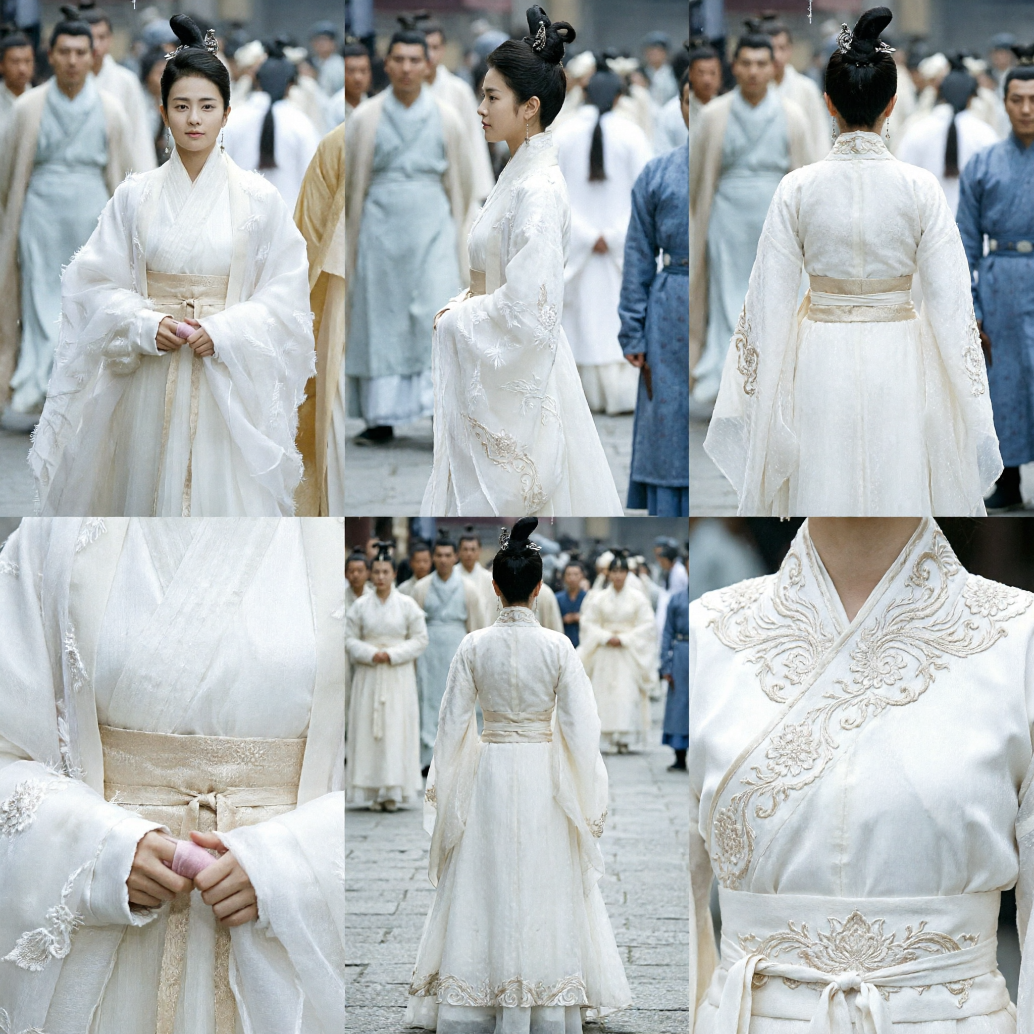 Elegancki biały Hanfu starożytny chiński tradycyjny kostium szeroki rękaw szata dla kobiet historyczny Cosplay występ - Asian Costume