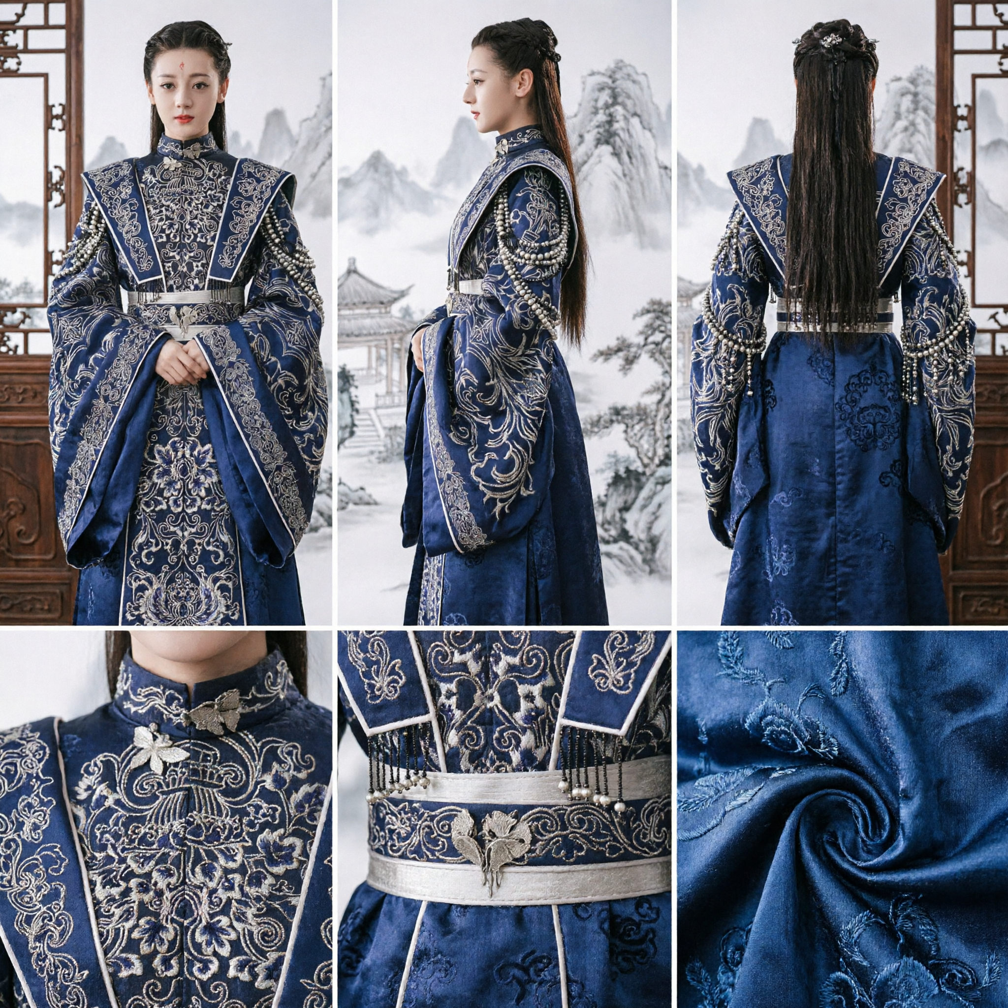 Robe Hanfu Bleue Brodée Chinoise Ancienne - Costume Traditionnel de Princesse pour Femmes Drame et Cosplay - Asian Costume