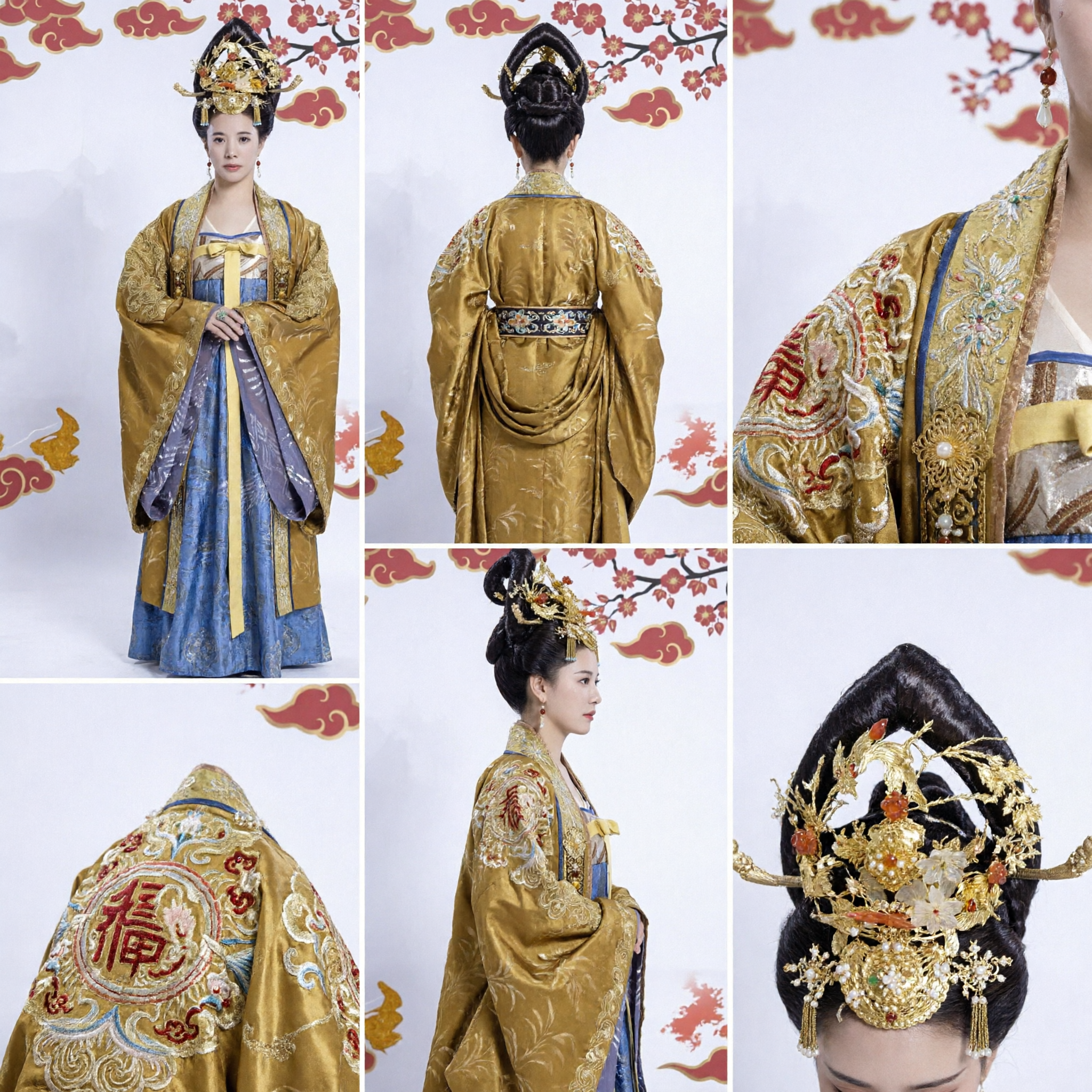 Antikes chinesisches Hanfu-Kostüm der Tang-Dynastie, Kaiserin, Goldbesticktes traditionelles Kleid für Frauen Cosplay - Asian Costume