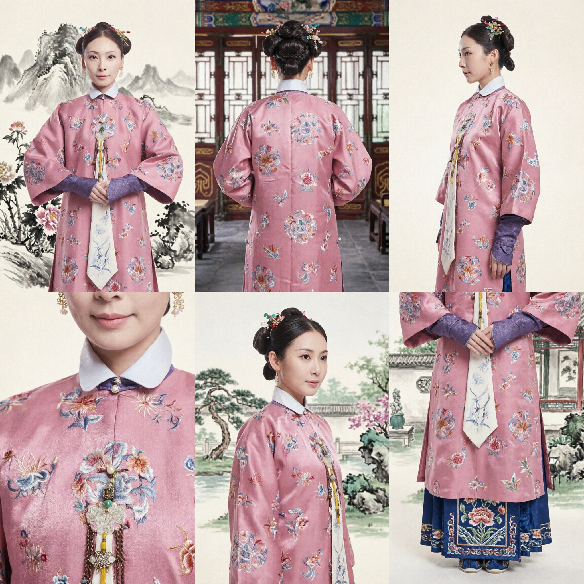 Antikes chinesisches Qing-Dynastie-Prinzessinnen rosa besticktes Gewand, Traditionelles Palastdrama-Kostüm für Frauen - Asian Costume