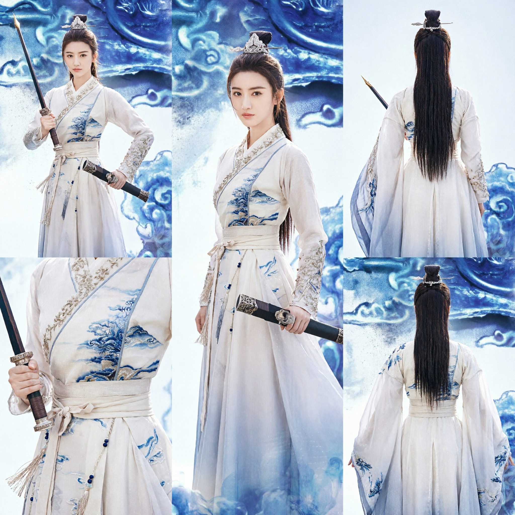 Costume Hanfu d'Épéiste Wuxia Traditionnel Chinois Robe Blanche Ancienne pour Femmes Cosplay et Performance sur Scène - Asian Costume